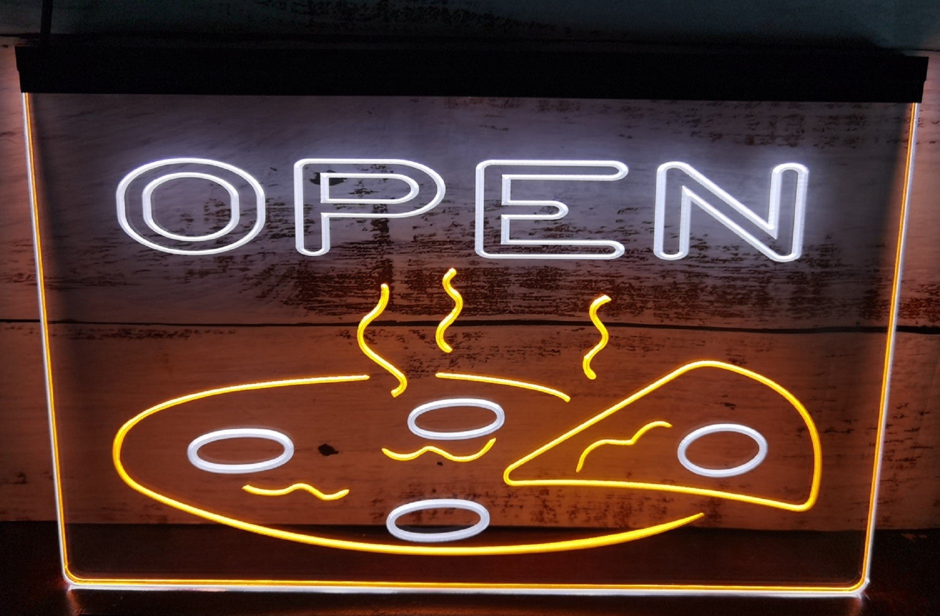 Open Hot Pizza Led Neon Sign Dual Color Pizzeria Restaurant Wall Hanging Decor