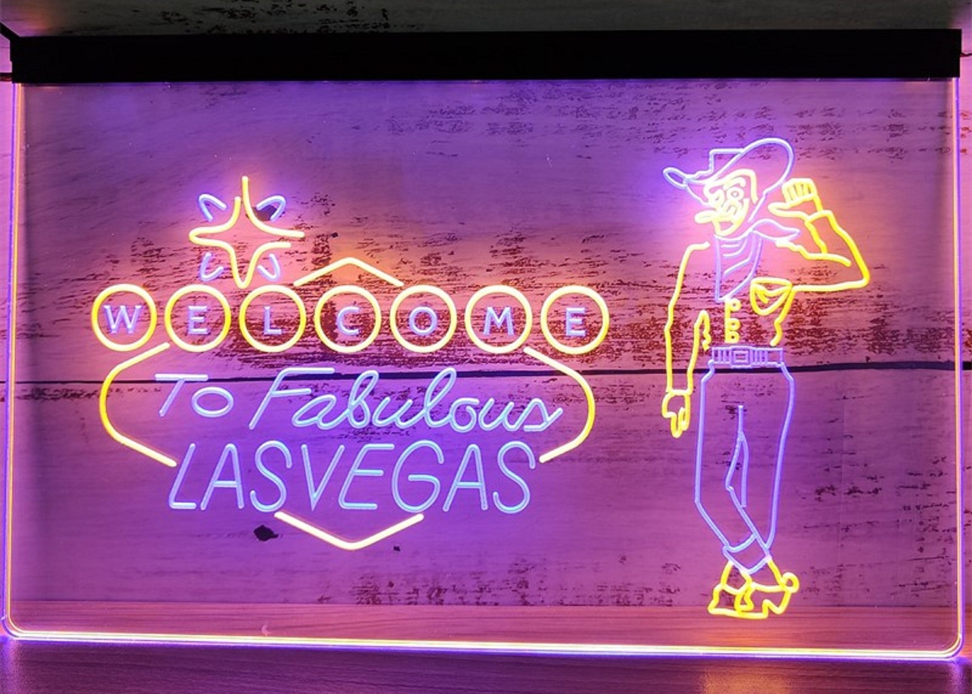 Cowboys Welcome To Fabulous Las vegas Led Neon Sign Dual Color