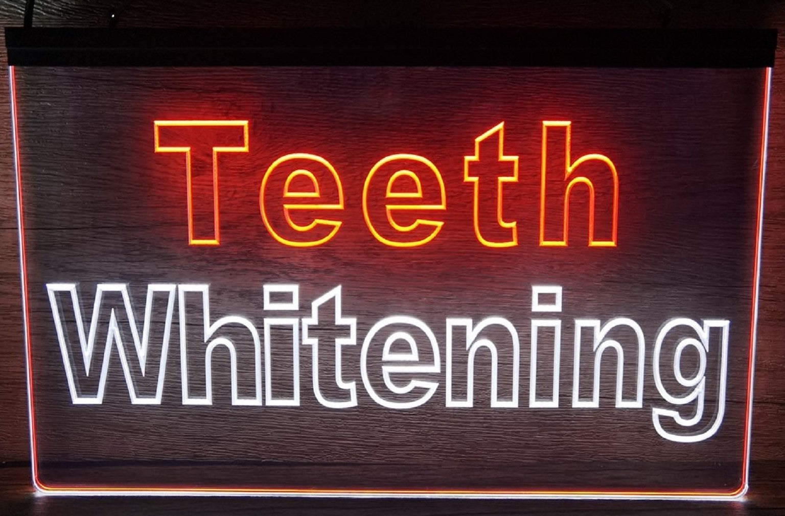 Teeth Whitening Led Neon Sign Dual Color Dental Clinic Decor Wall Hanging OR Desktop