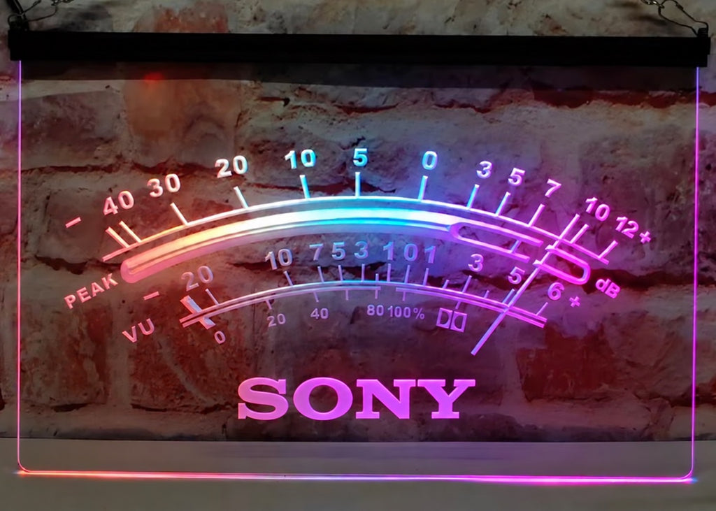 Sony Peak VU dB Led Neon Sign Multi Mode Home Music Room Audio Studio Decor
