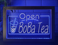 Open Boba Tea Led Neon Sign Framed Bubble Boba Tea Shop Decor