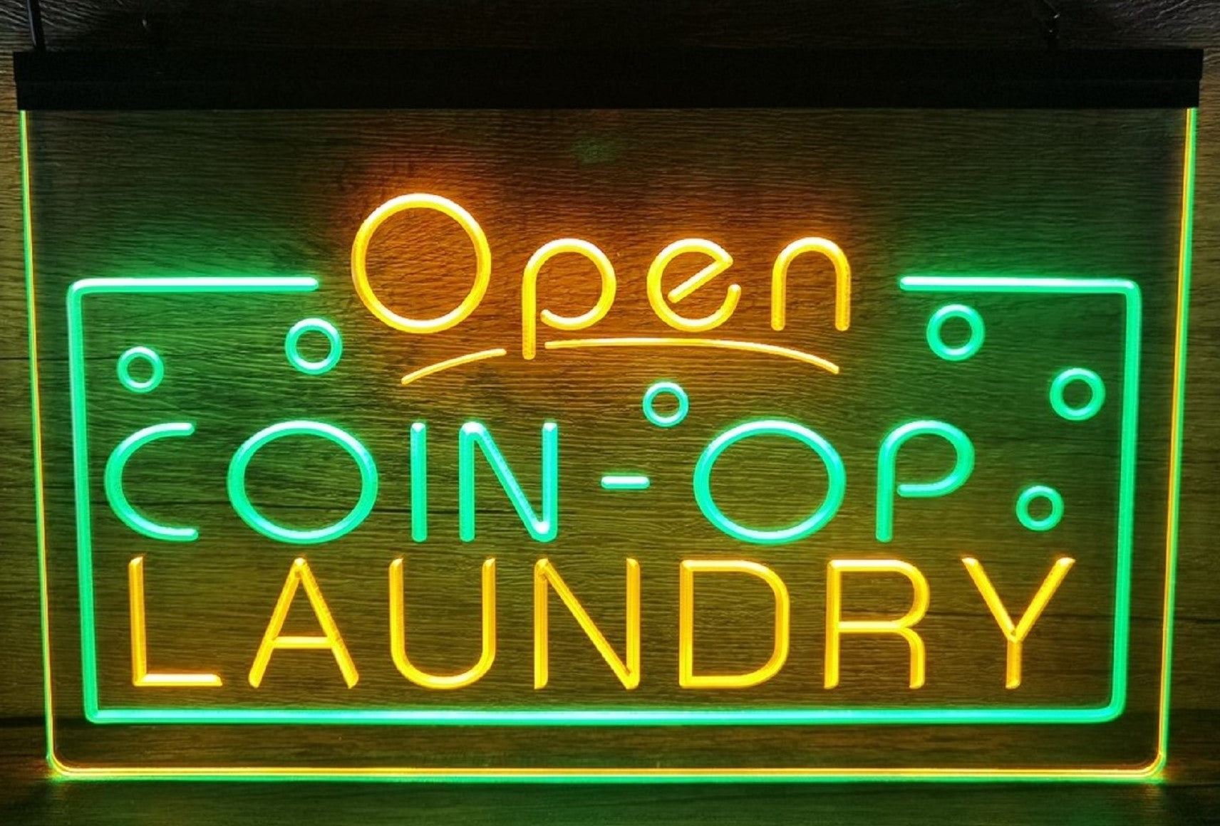 Coin-Op Laundry Led Neon Sign Dual Color Laundromat Shop Decor Wall Or Desktop