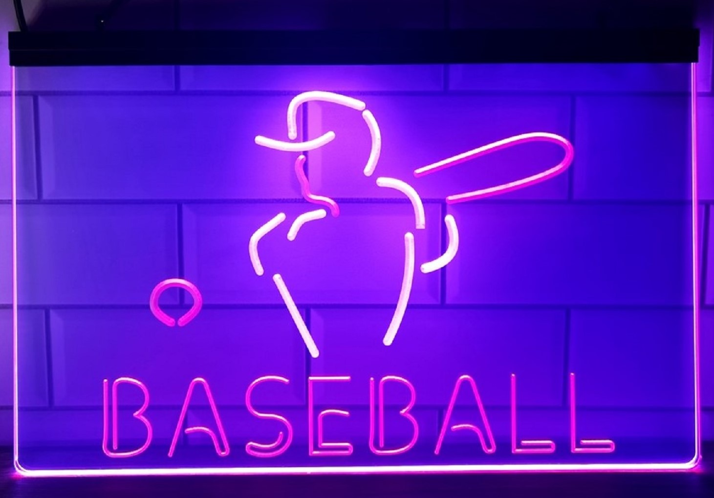 Baseball Led Neon Sign Dual Color Wall Hanging Or Desktop Decor