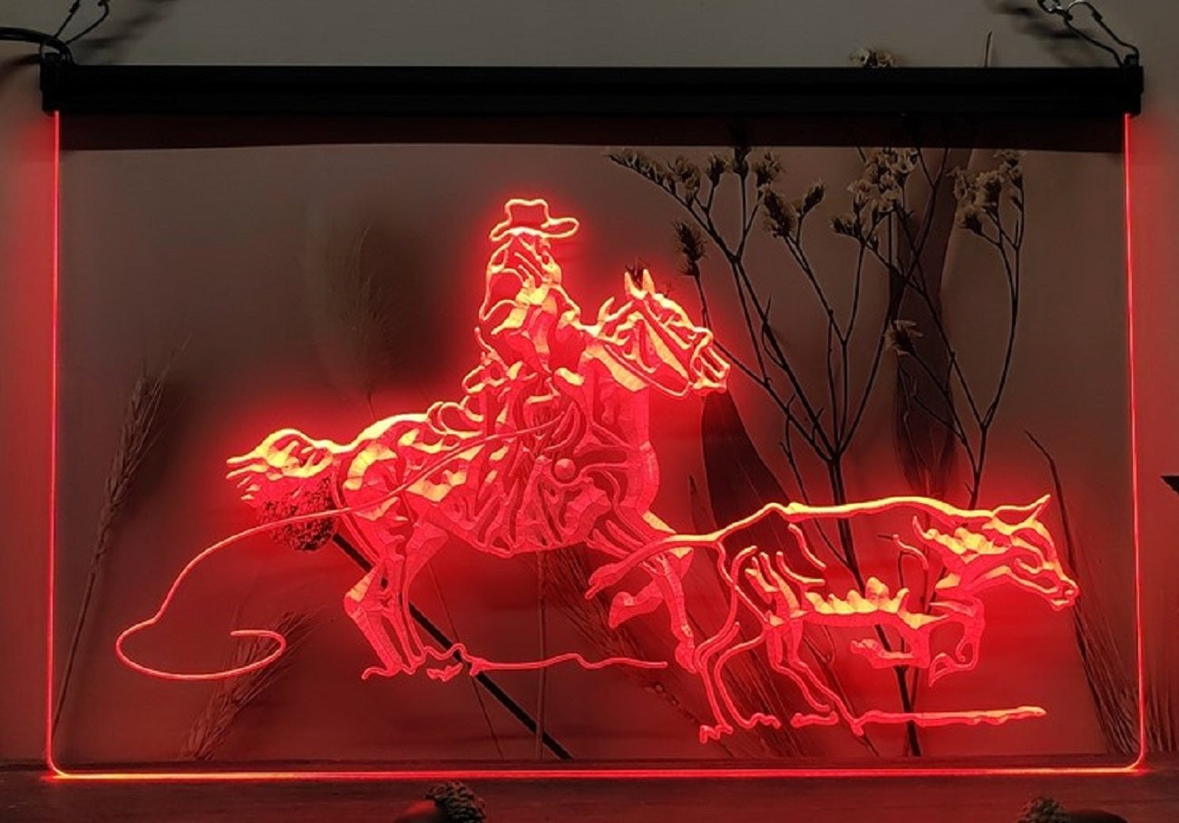 Cowboys Cow Western Led Neon Sign Home Man Cave Cowboys Ranch Decor