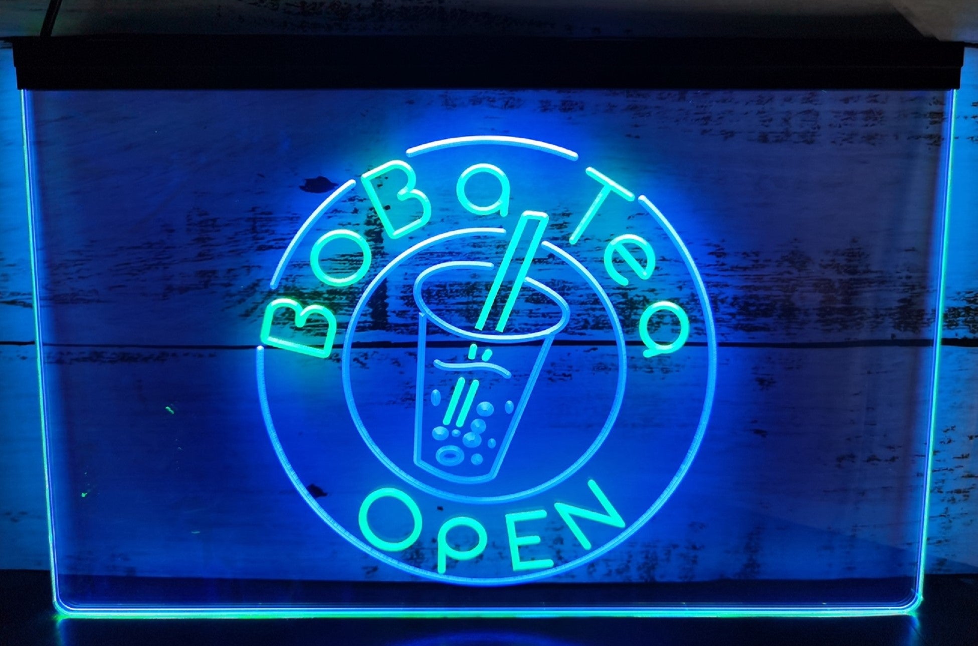 Boba Tea Open Led Neon Sign Dual Color Bubble Tea Shop Coffee Shop Decor