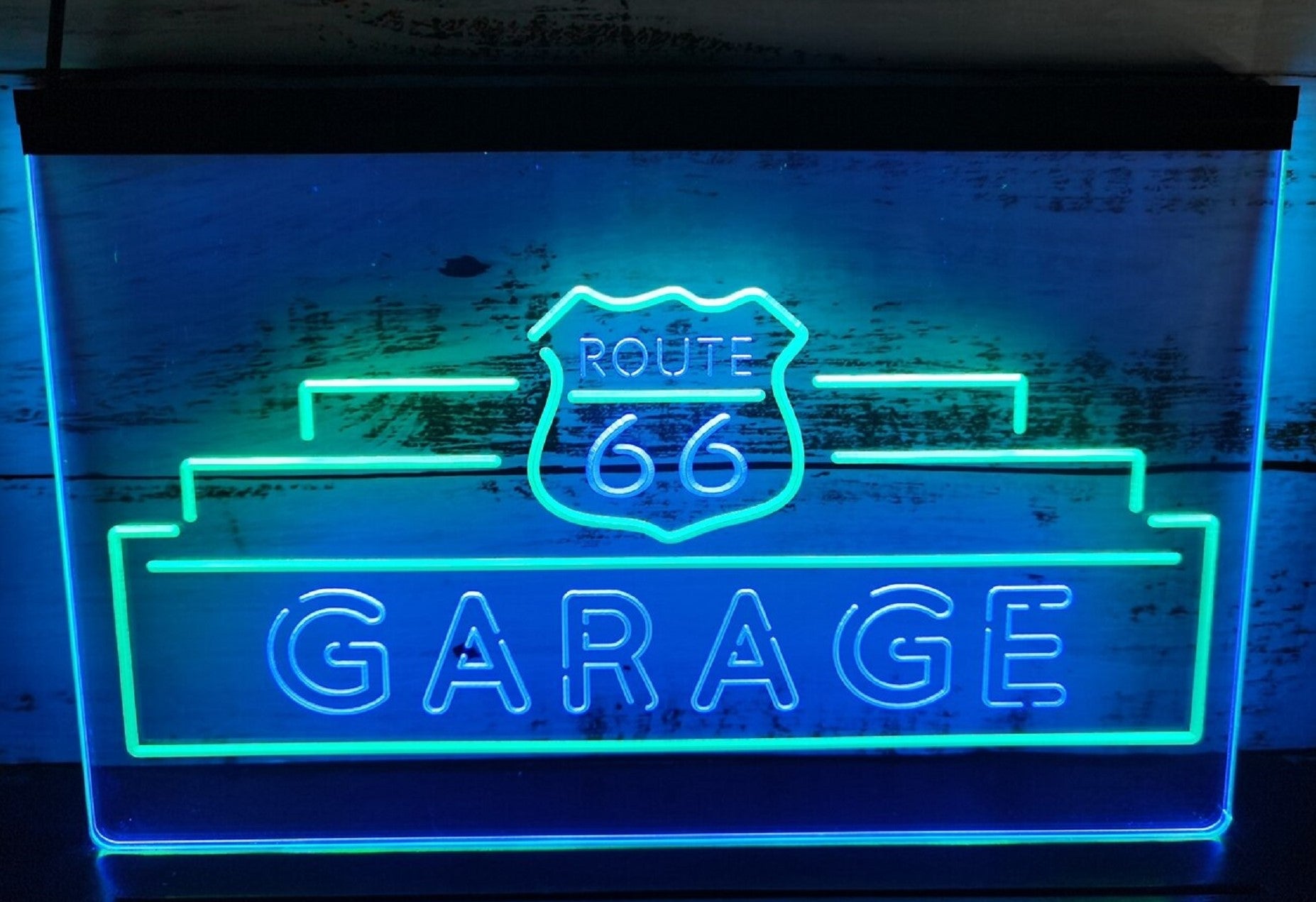 Route 66 Garage Led Neon Sign Dual Color Wall Hanging Desktop Decor