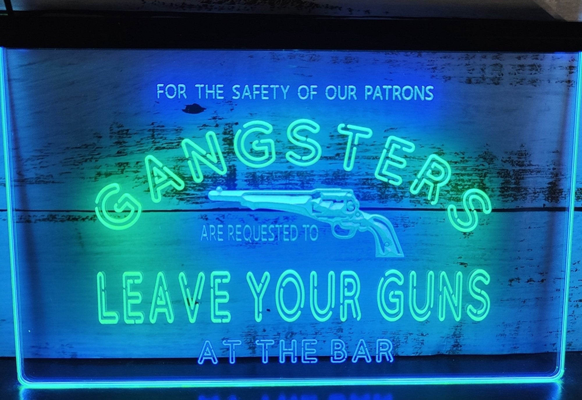 Cowboys Leave Your Guns Led Neon Sign Dual Color Wall Hanging Or Desktop Decor