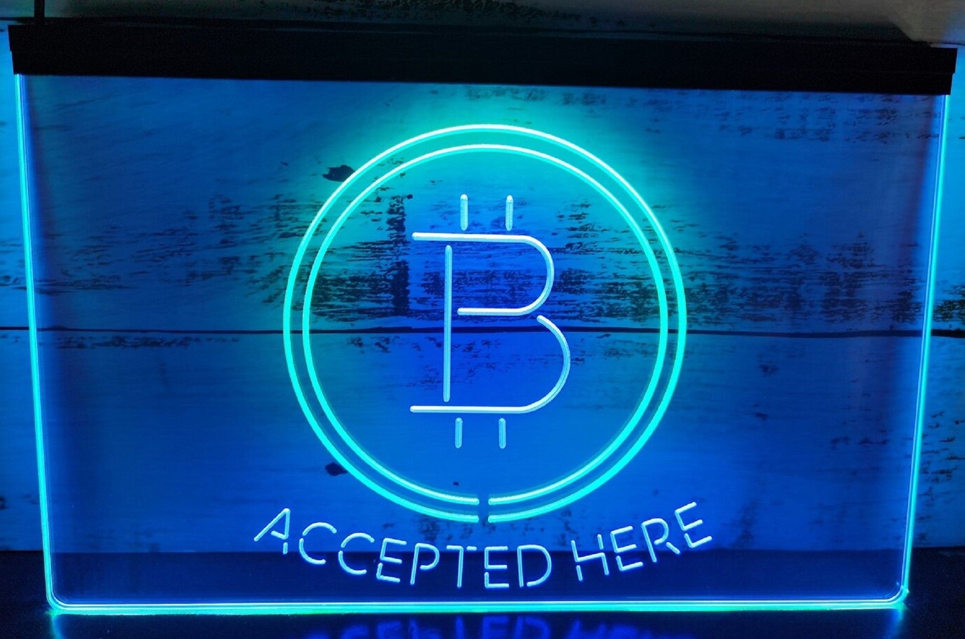 Bitcoin Accepted Here Led Neon Sign Dual Color Store Office Wall Hanging Desktop Decor