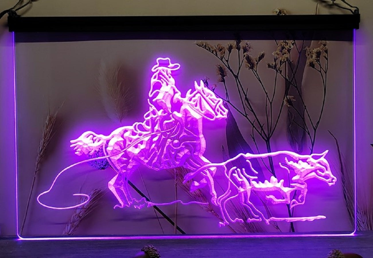 Cowboys Cow Western Led Neon Sign Home Man Cave Cowboys Ranch Decor