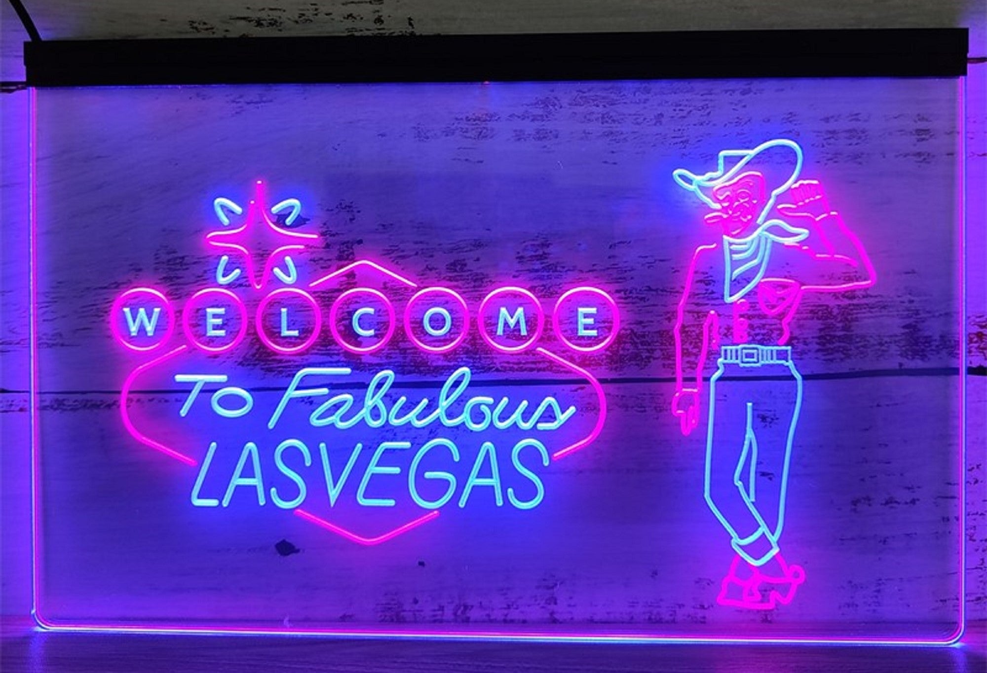 Cowboys Welcome To Fabulous Las vegas Led Neon Sign Dual Color