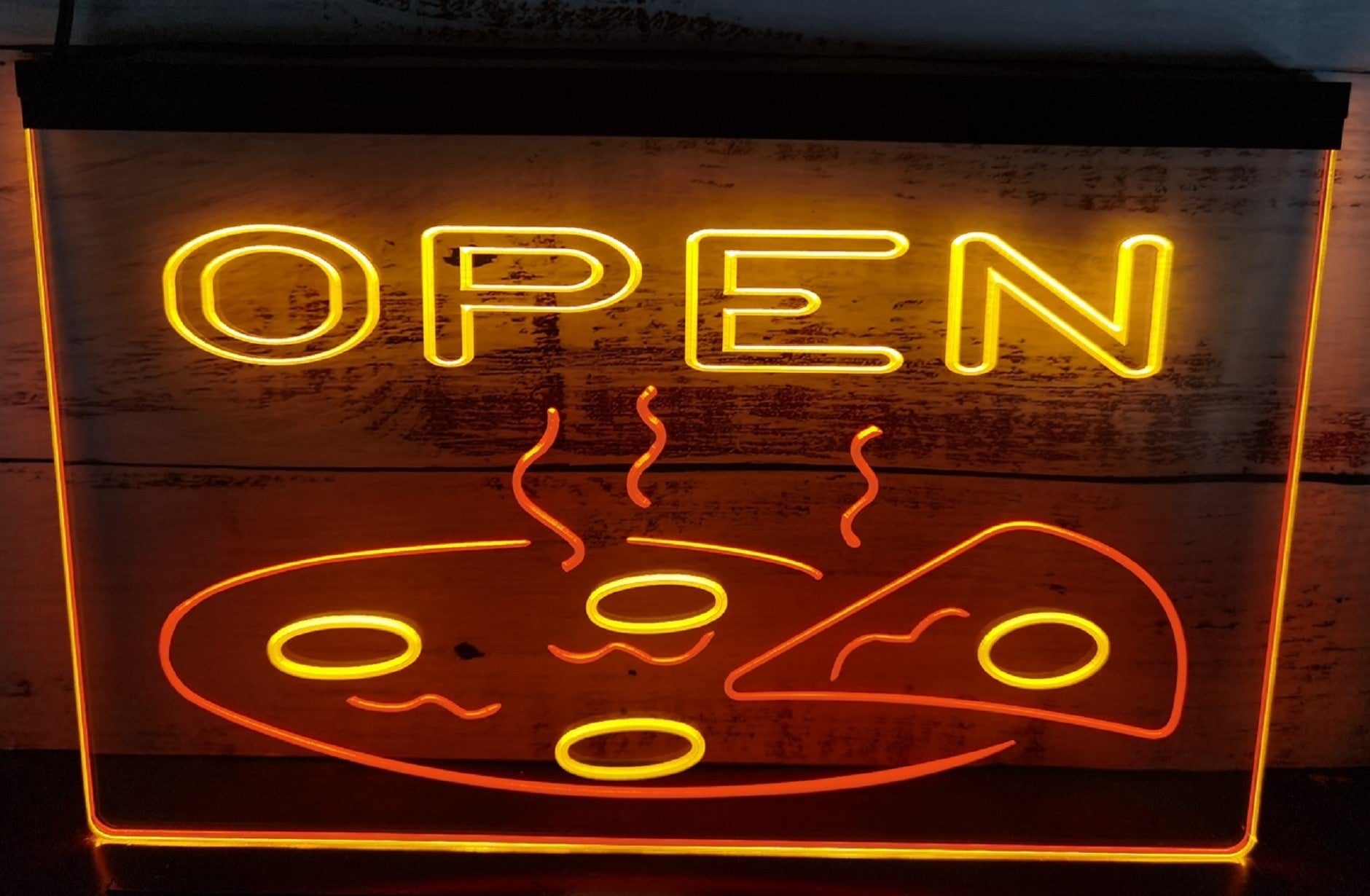 Open Hot Pizza Led Neon Sign Dual Color Pizzeria Restaurant Wall Hanging Decor