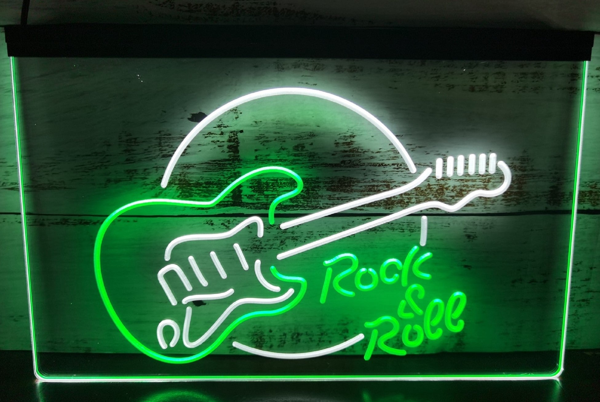 Guitar Roll & Rock Led Neon Sign Dual Color Home Music Room Recording Studio Decor