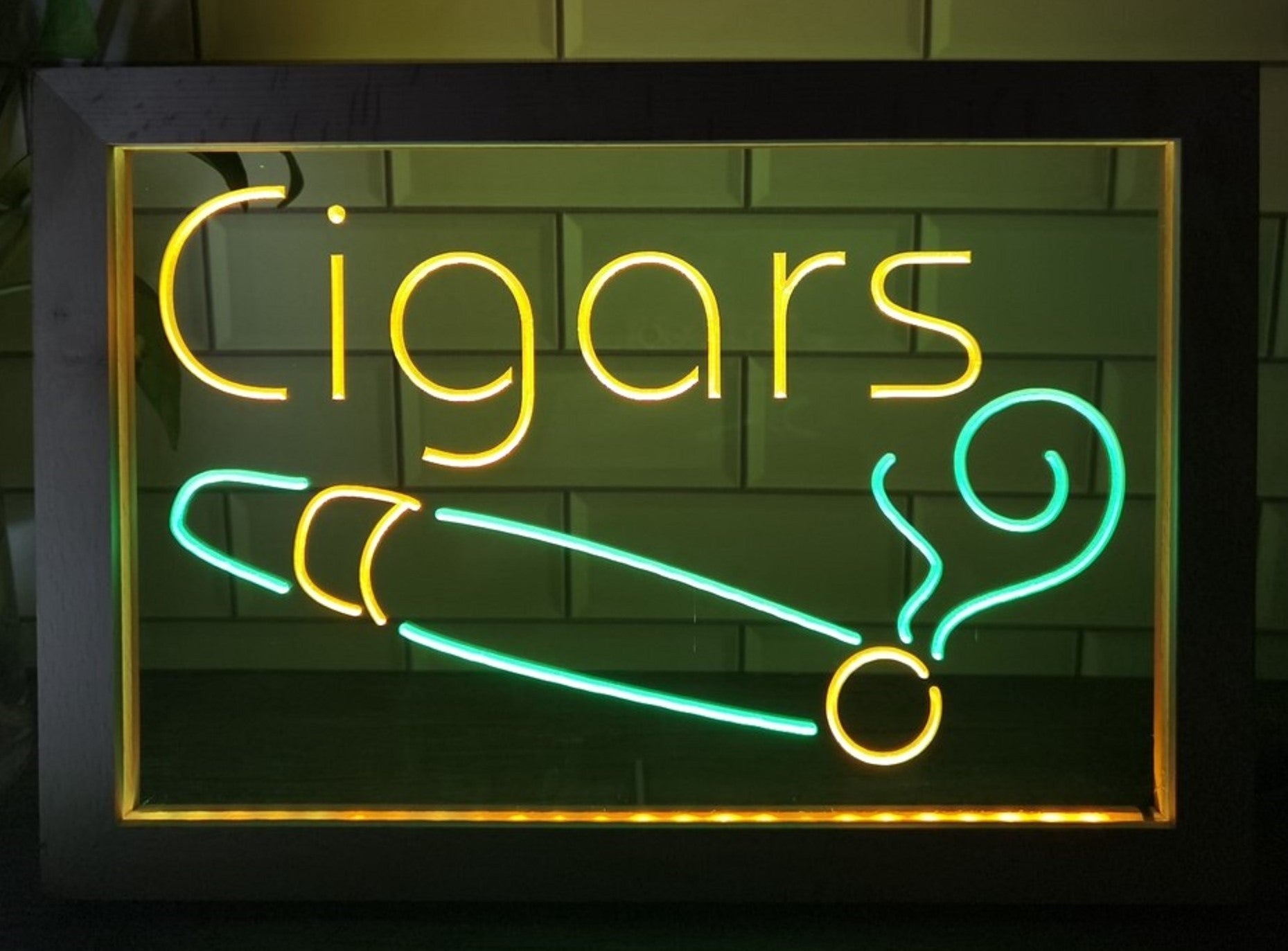 Cigars Led Neon Sign Framed Cigar Lounge Tobacco Smoke Shop Decor