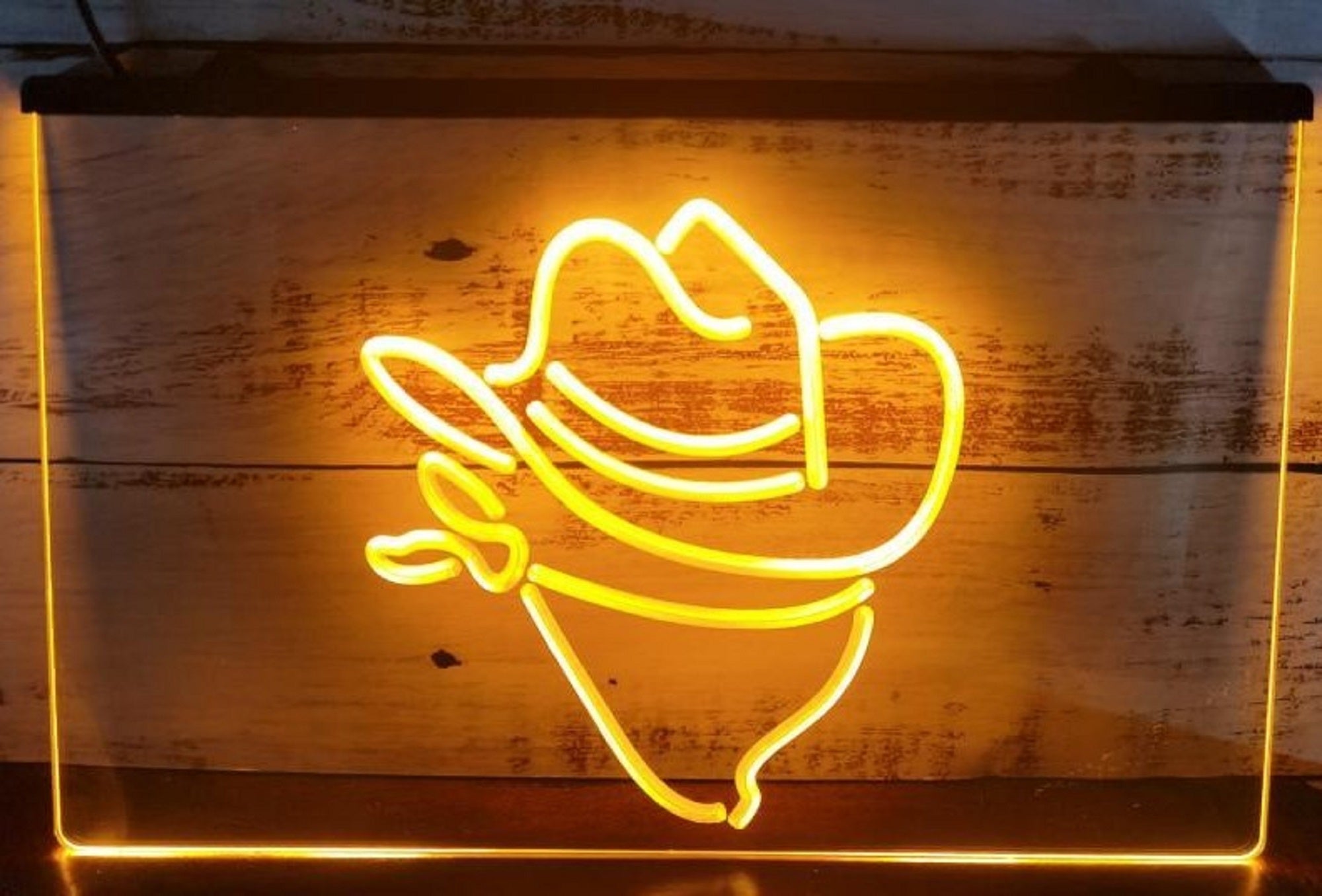 Cowboy Hat Face Led Neon Sign Home Man Cave Cowboys Ranch Room Decor