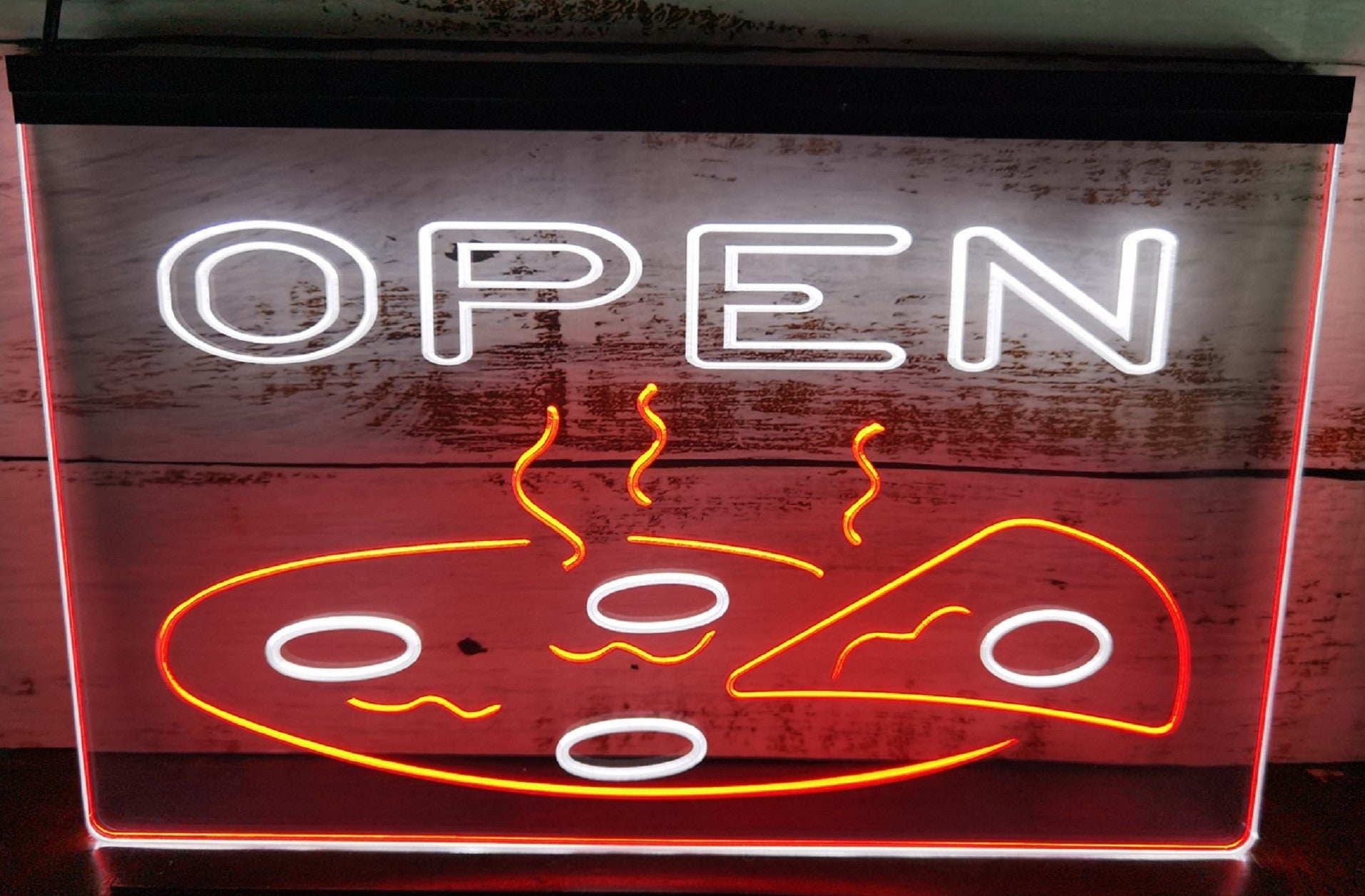 Open Hot Pizza Led Neon Sign Dual Color Pizzeria Restaurant Wall Hanging Decor