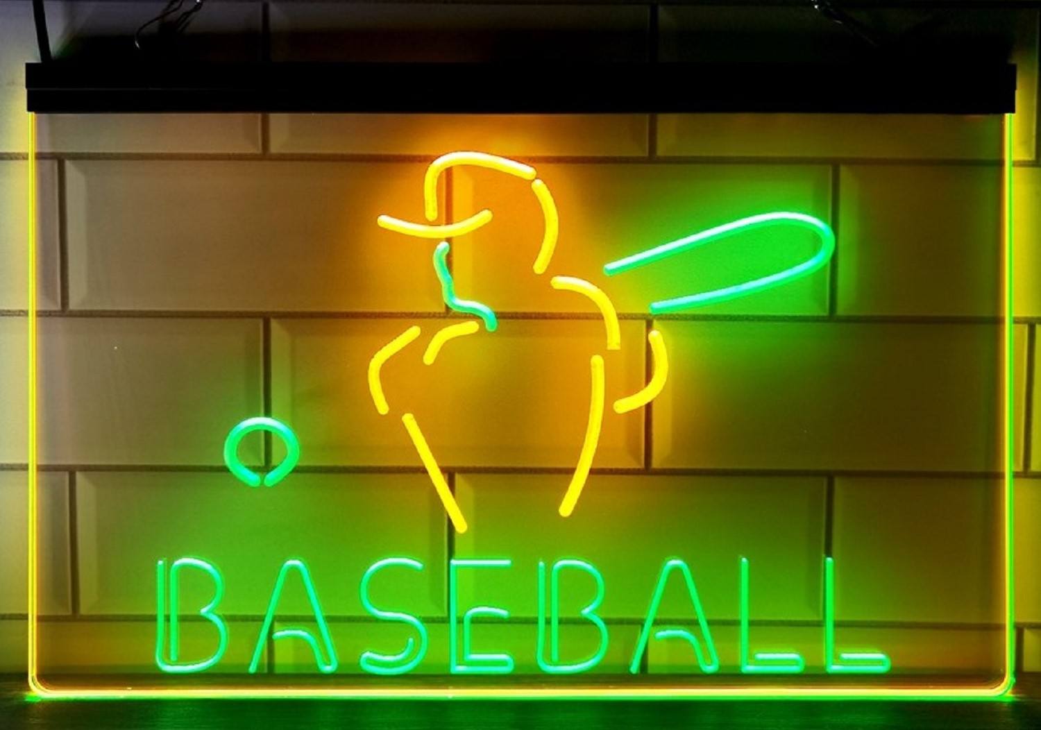 Baseball Led Neon Sign Dual Color Wall Hanging Or Desktop Decor