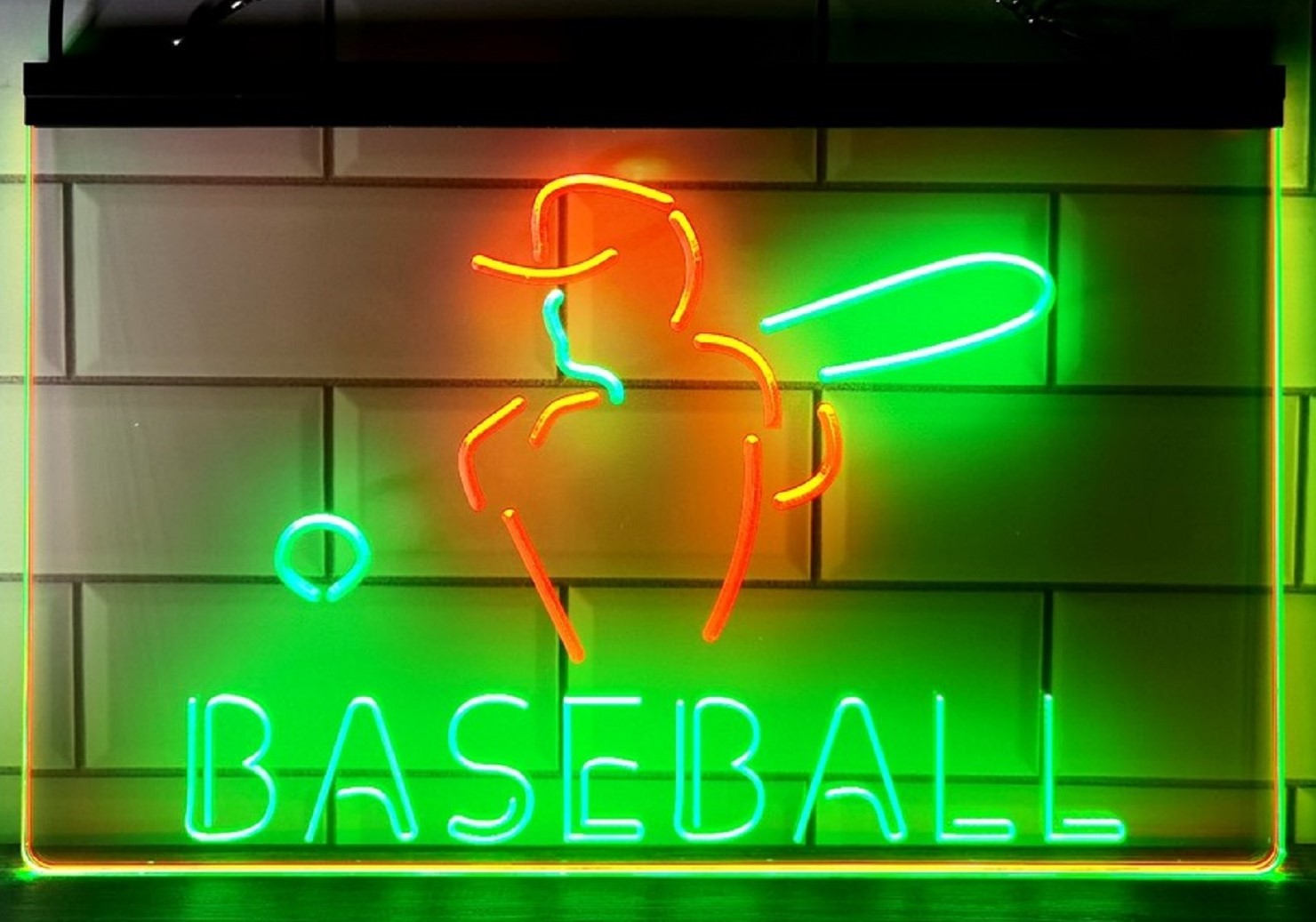 Baseball Led Neon Sign Dual Color Wall Hanging Or Desktop Decor