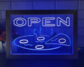 Open Hot Pizza Led Neon Sign Framed Pizzeria Restaurant Wall Hanging Decor