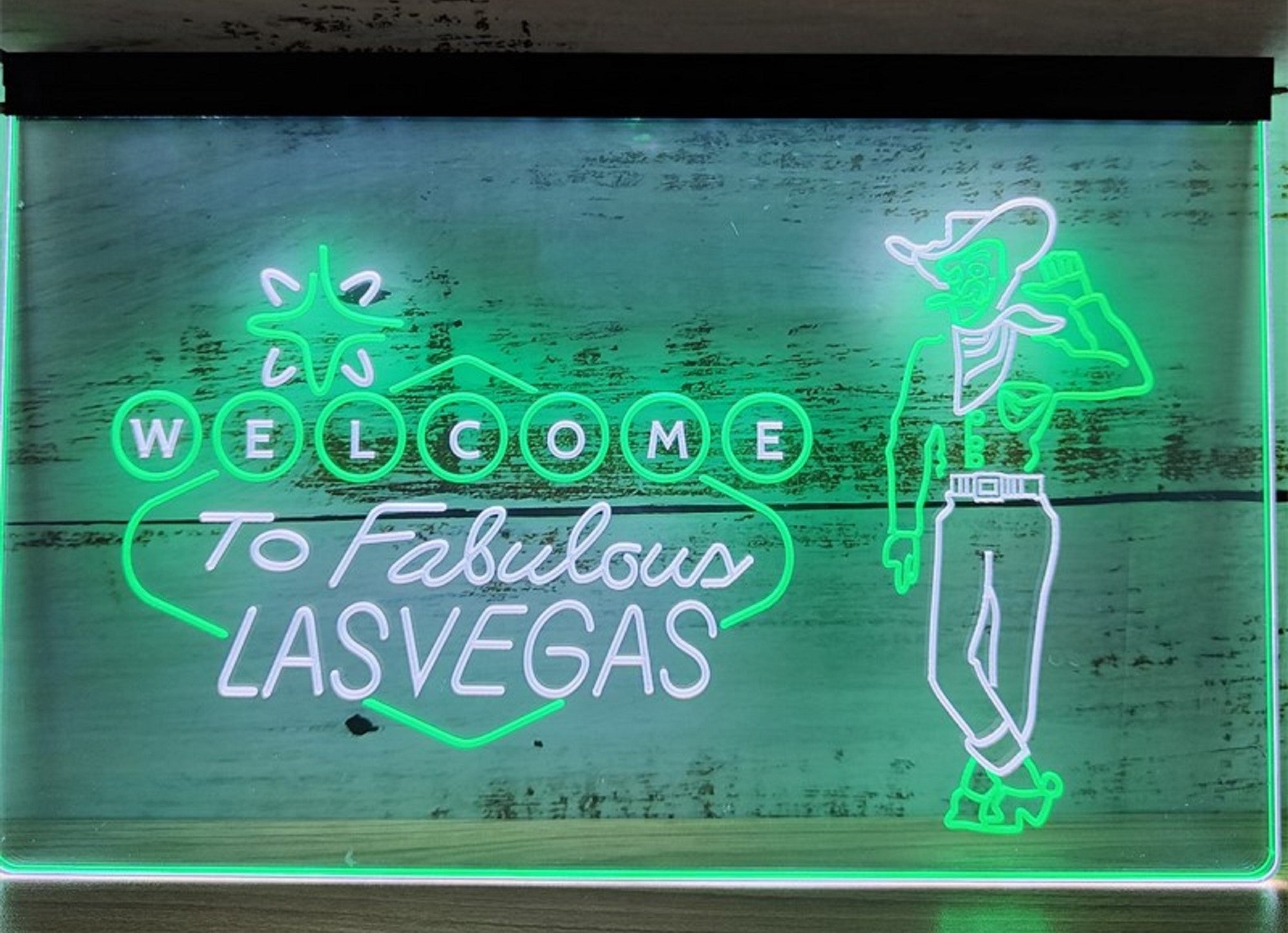 Cowboys Welcome To Fabulous Las vegas Led Neon Sign Dual Color