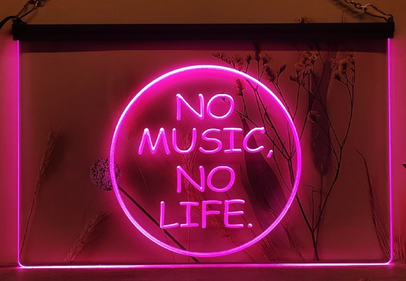 No Music No Life Led Neon Sign Home Music Room Recording Studio Decor