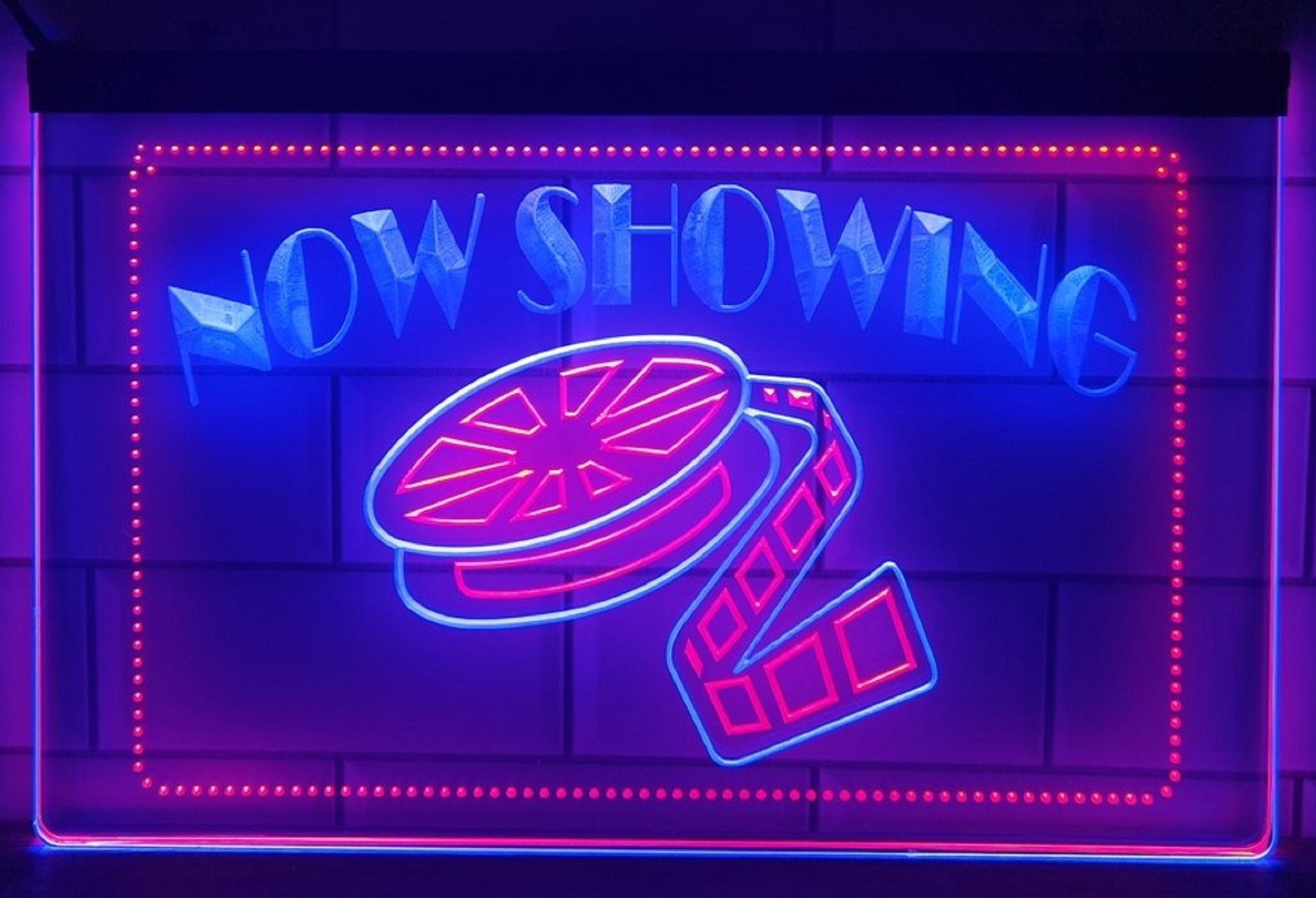 Now Showing Filming Led Neon Sign Dual Color Cinema Theatre Home Movie Room Decor
