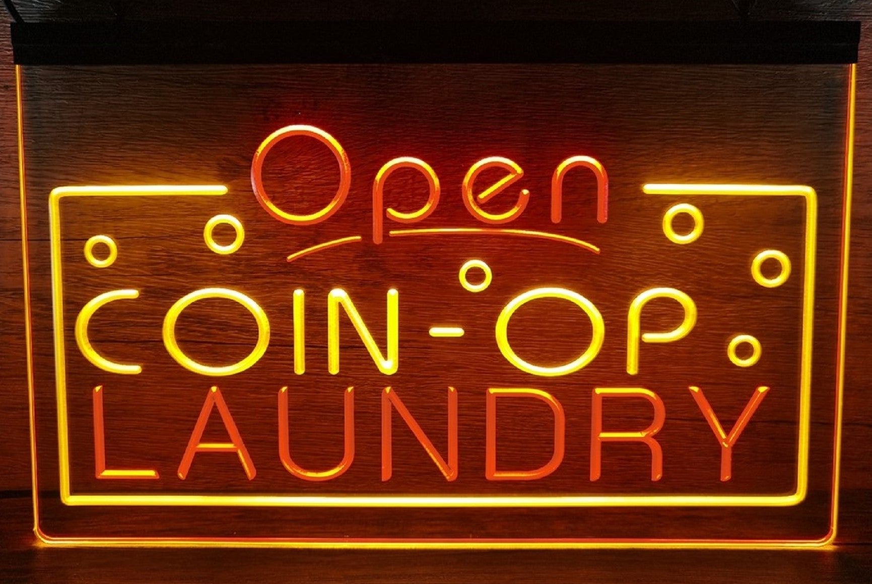 Coin-Op Laundry Led Neon Sign Dual Color Laundromat Shop Decor Wall Or Desktop