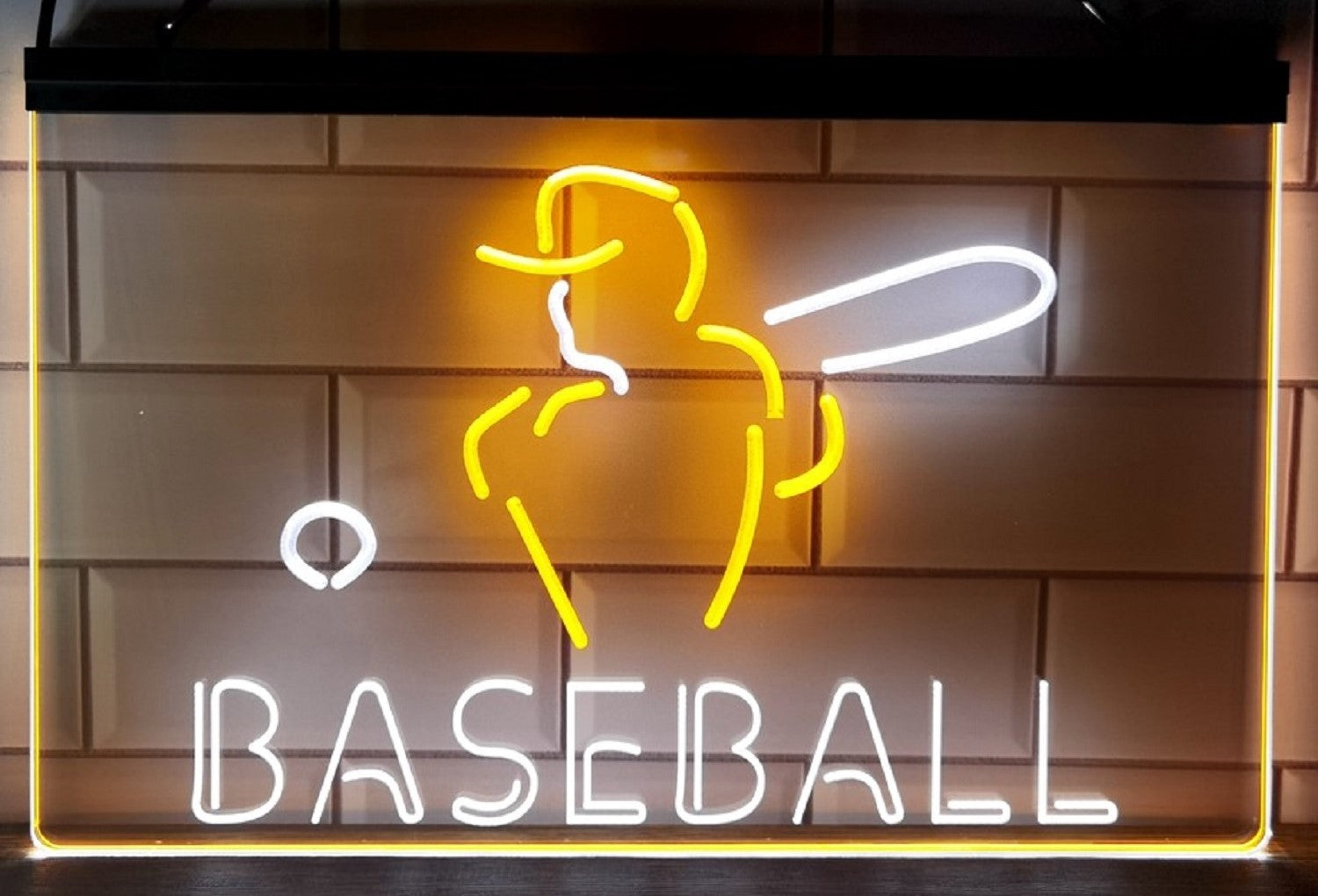 Baseball Led Neon Sign Dual Color Wall Hanging Or Desktop Decor