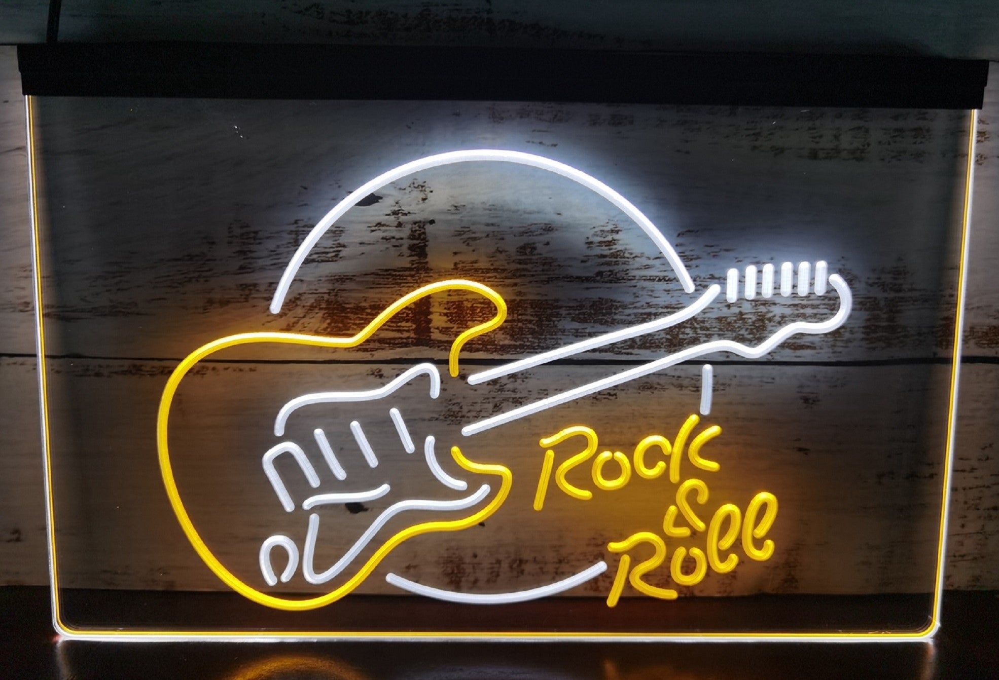 Guitar Roll & Rock Led Neon Sign Dual Color Home Music Room Recording Studio Decor
