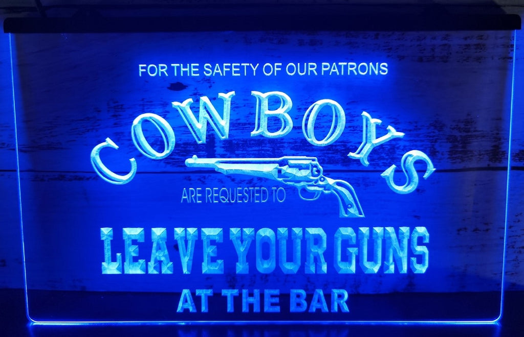 Cowboys Leave Your Guns Led Neon Sign Wall Hanging Or Desktop Decor