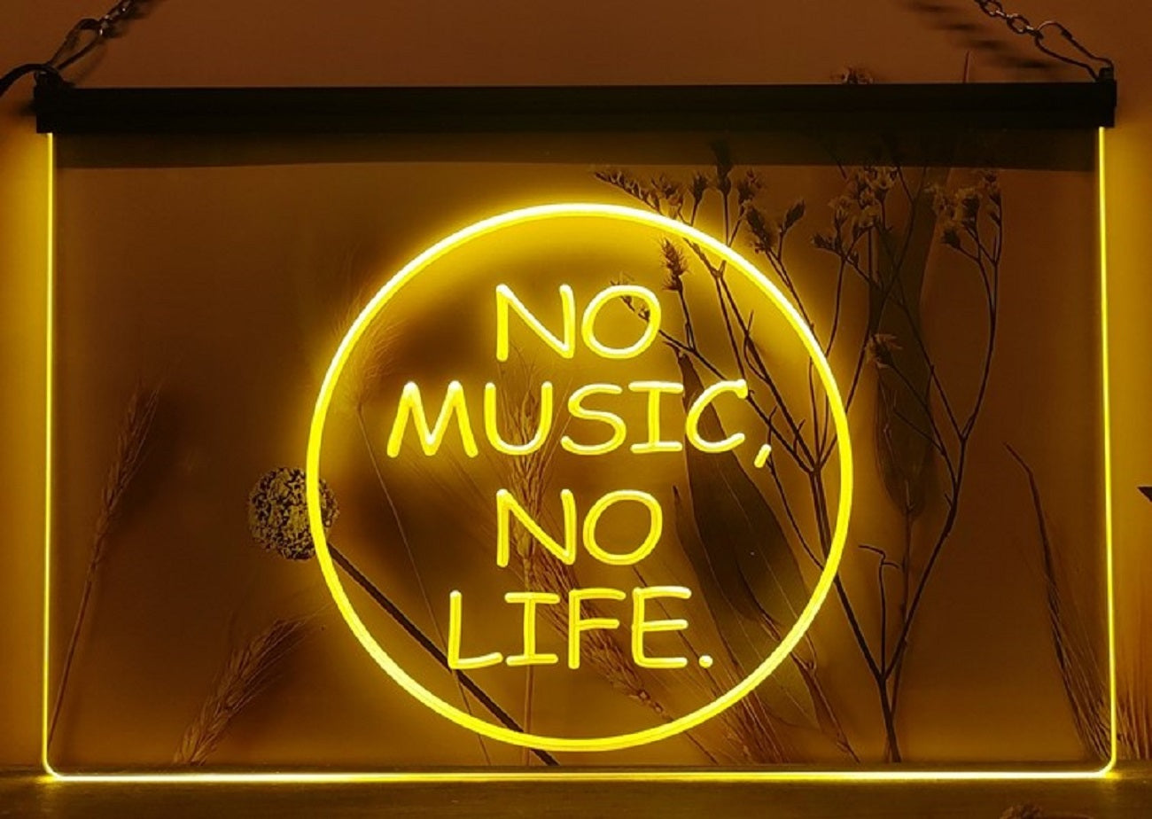 No Music No Life Led Neon Sign Home Music Room Recording Studio Decor