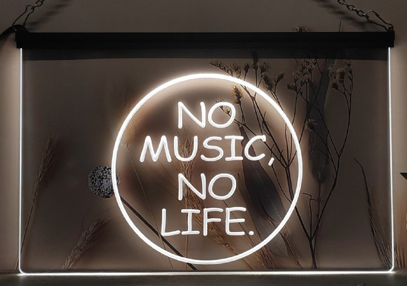 No Music No Life Led Neon Sign Home Music Room Recording Studio Decor