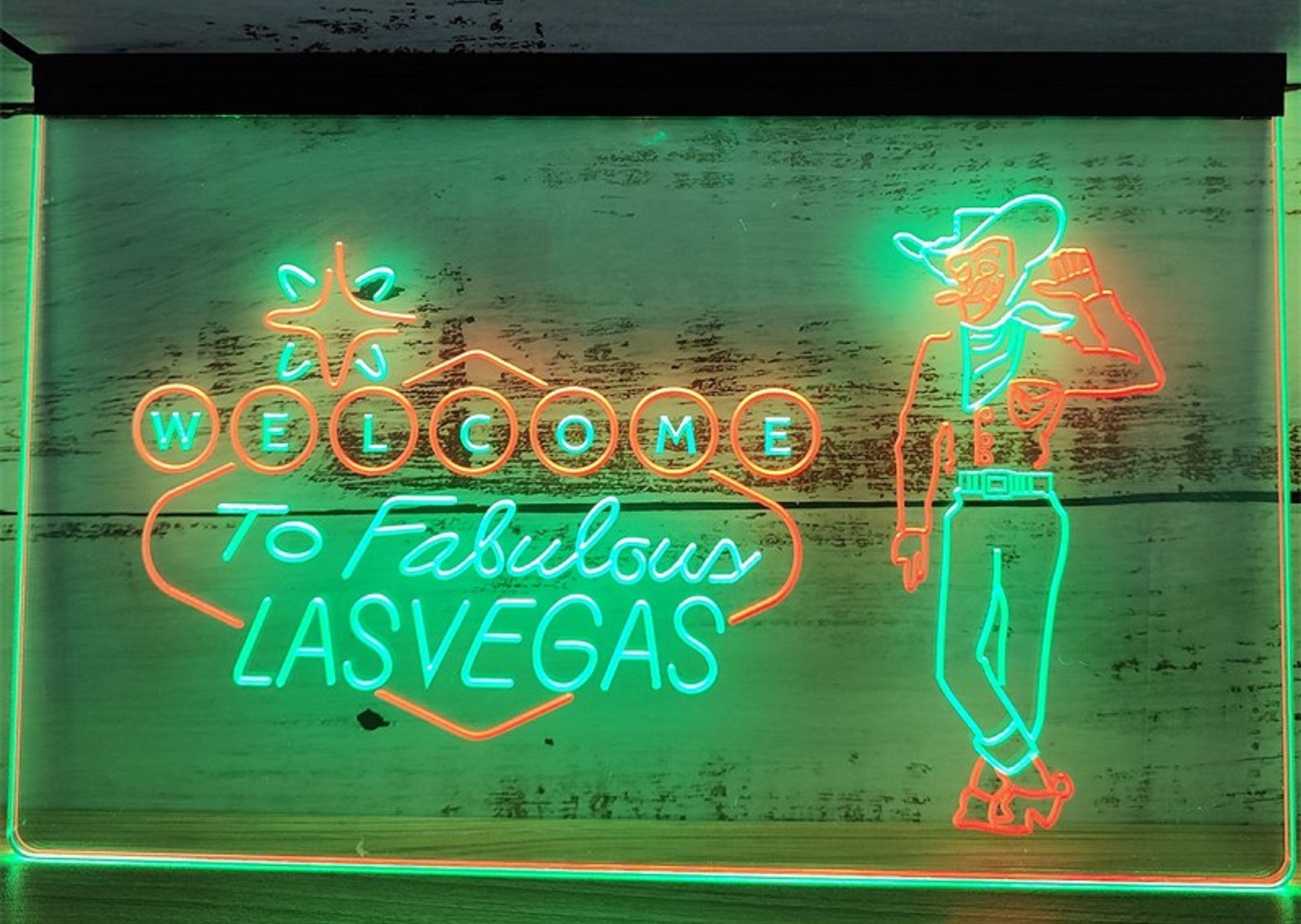 Cowboys Welcome To Fabulous Las vegas Led Neon Sign Dual Color