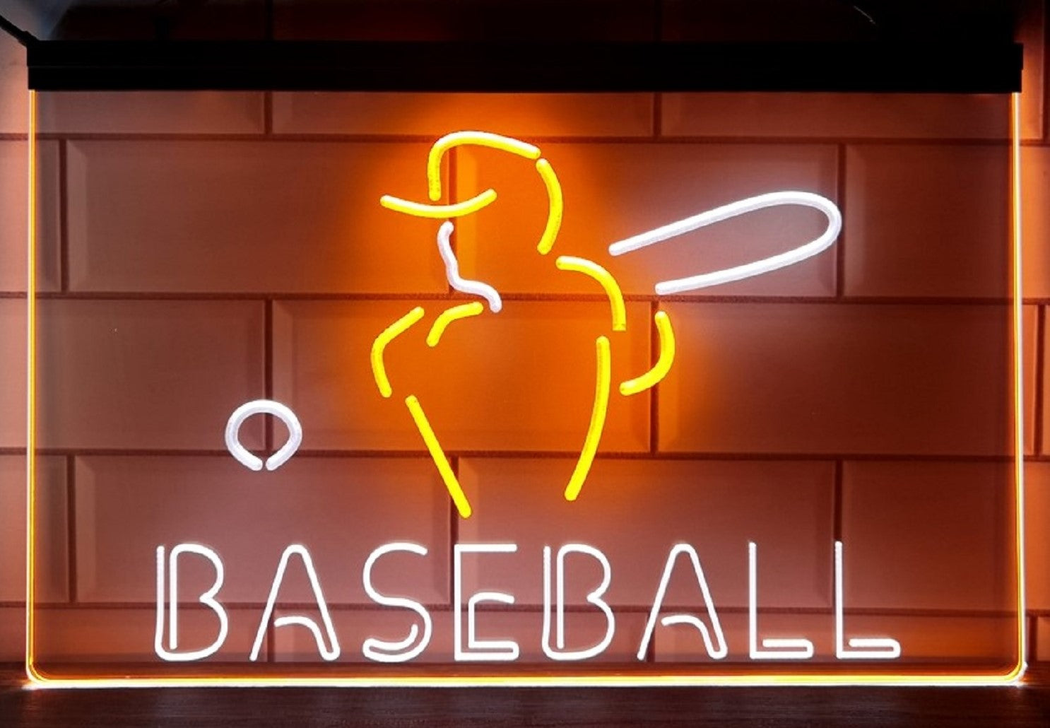 Baseball Led Neon Sign Dual Color Wall Hanging Or Desktop Decor