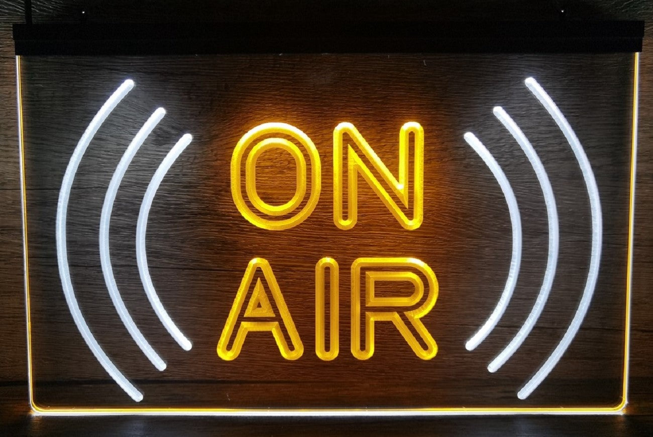 On Air Waves Led Neon Sign Dual Color Home Studio Room Audio Radio Studio Decor