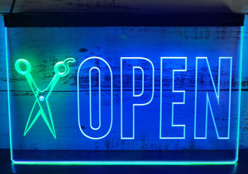 Barber Salon Open Led Neon Sign Dual Color Barber Shop Haircut Salon Decor