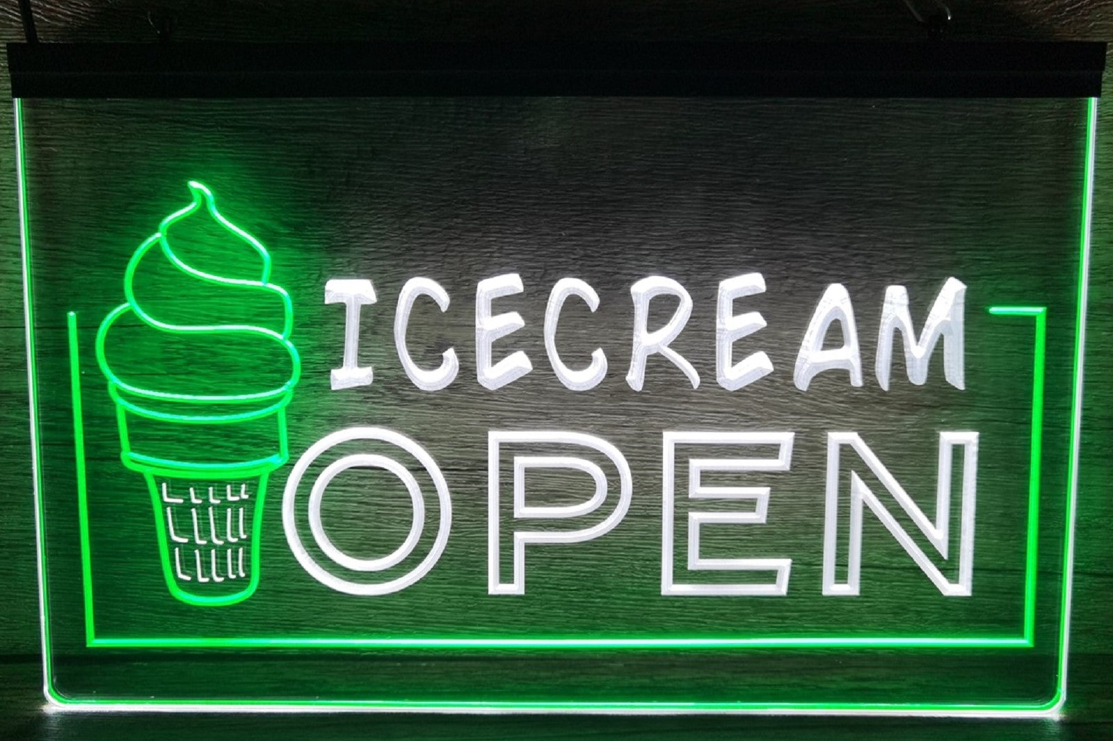 Ice Cream Open Led Neon Sign Dual Color Ice Cream Smoothie Slushie Store Decor