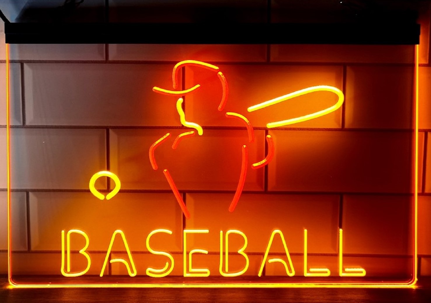 Baseball Led Neon Sign Dual Color Wall Hanging Or Desktop Decor