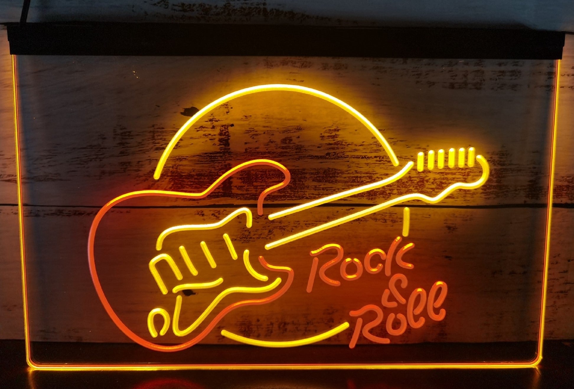 Guitar Roll & Rock Led Neon Sign Dual Color Home Music Room Recording Studio Decor