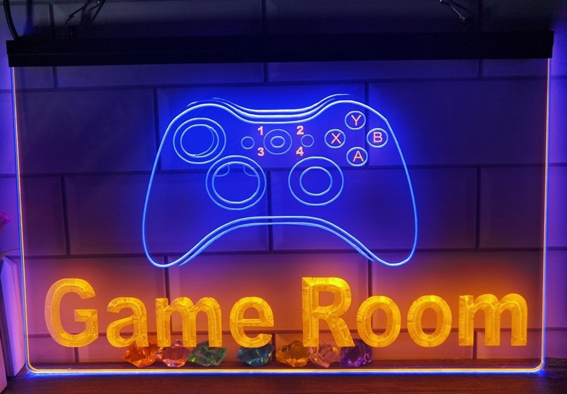 Game Room Controller Led Neon Sign Dual Color Home Game Room Arcade Game Shop Decor