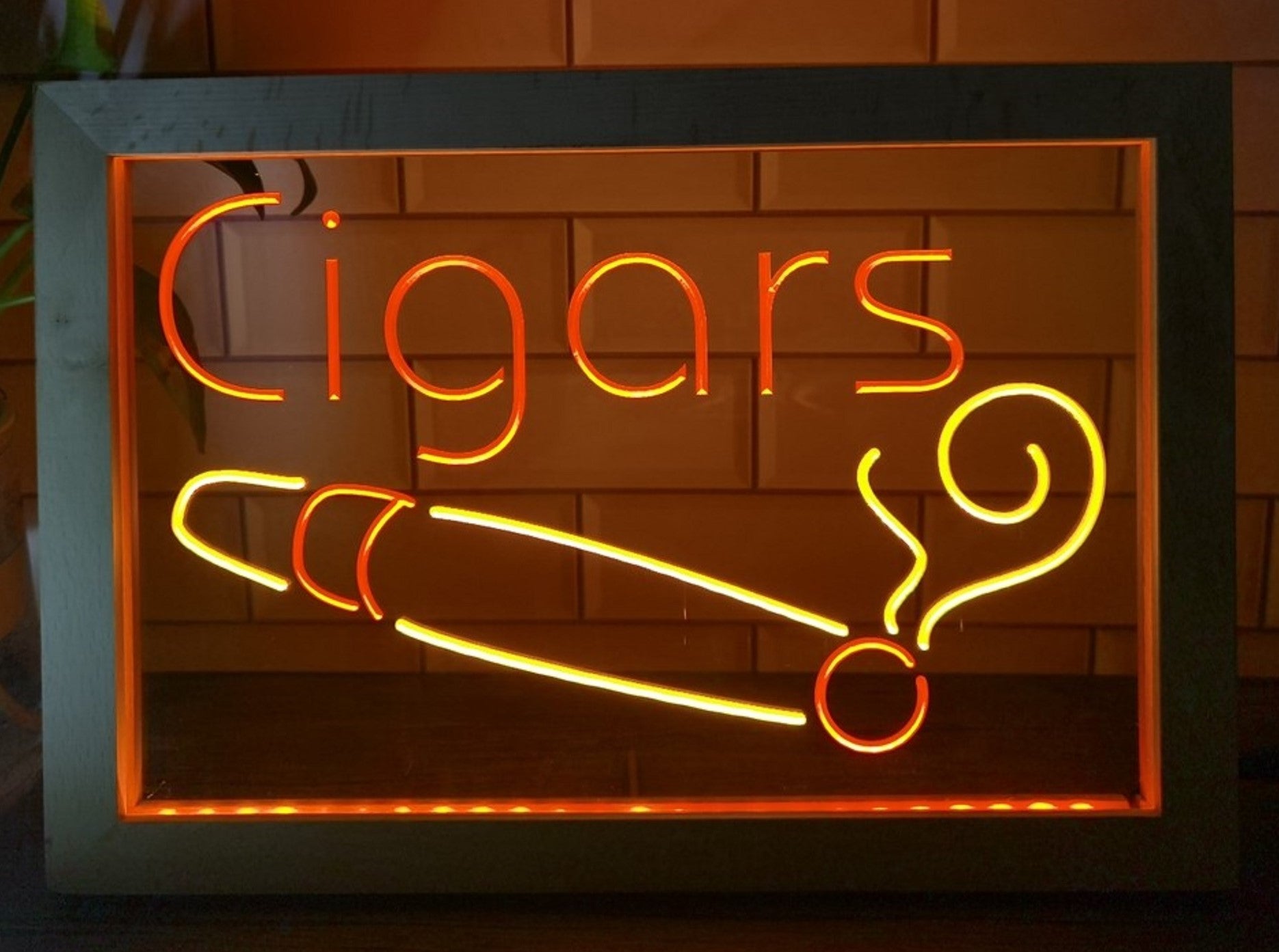 Cigars Led Neon Sign Framed Cigar Lounge Tobacco Smoke Shop Decor