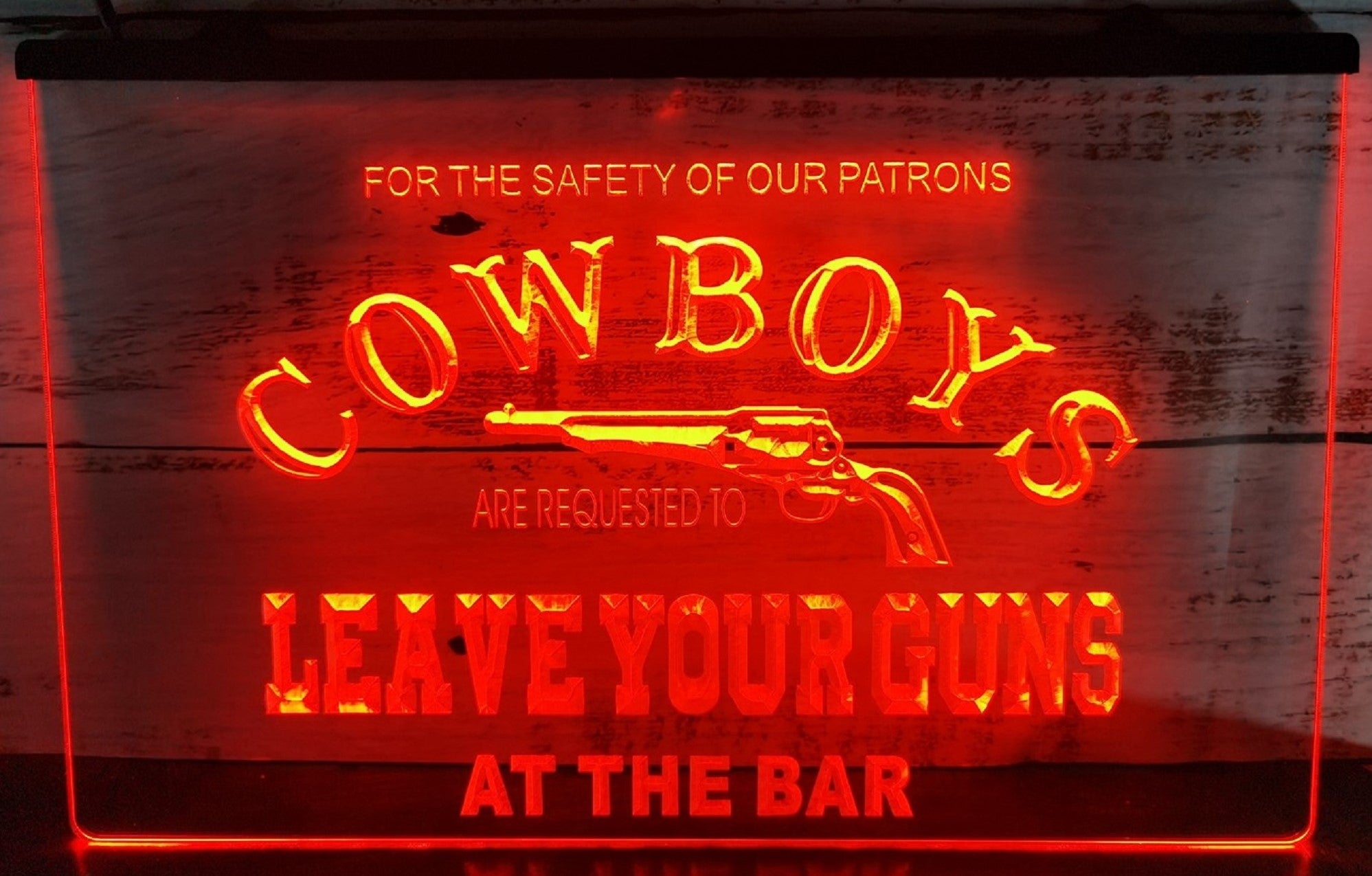 Cowboys Leave Your Guns Led Neon Sign Wall Hanging Or Desktop Decor