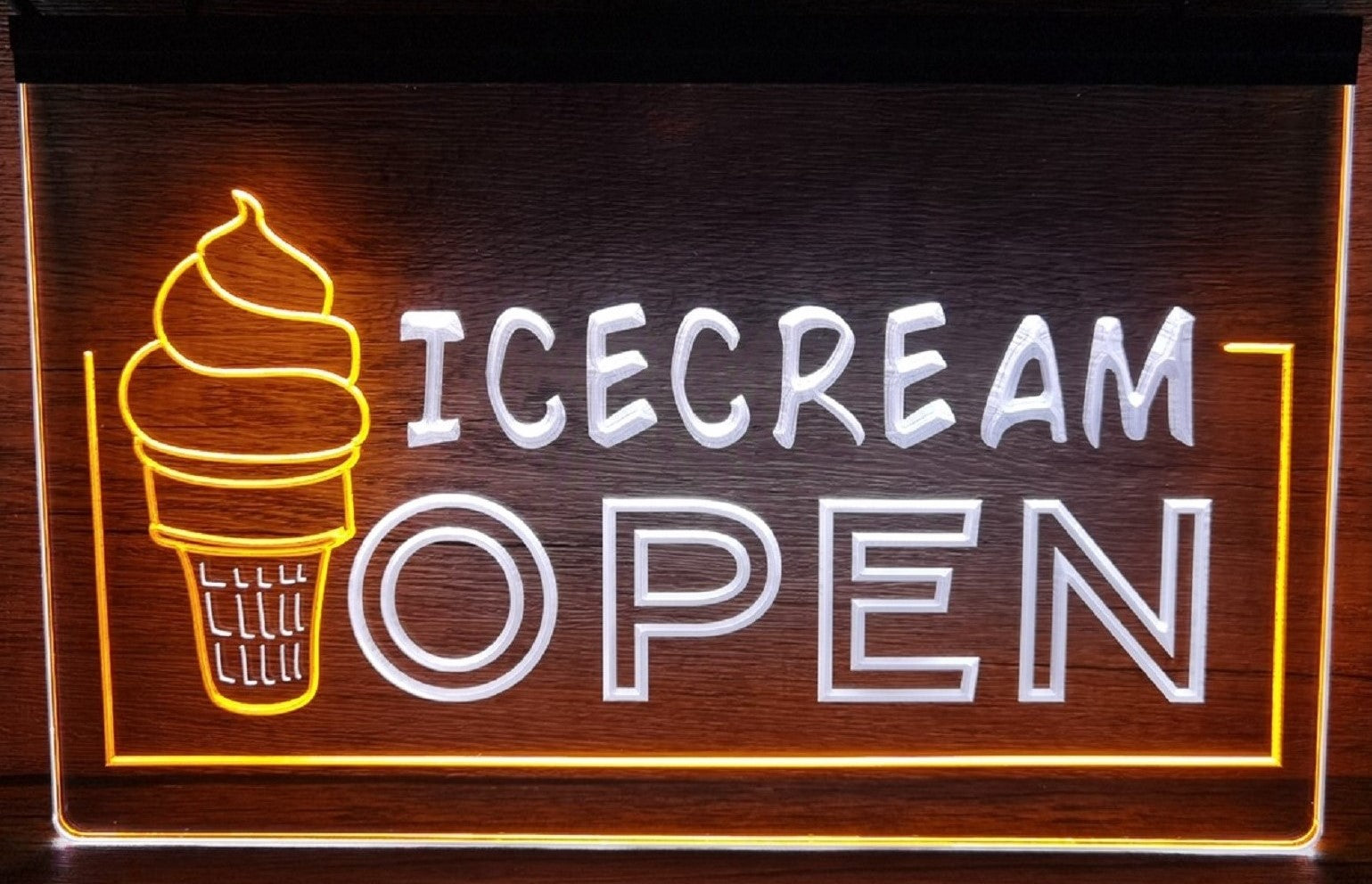 Ice Cream Open Led Neon Sign Dual Color Ice Cream Smoothie Slushie Store Decor