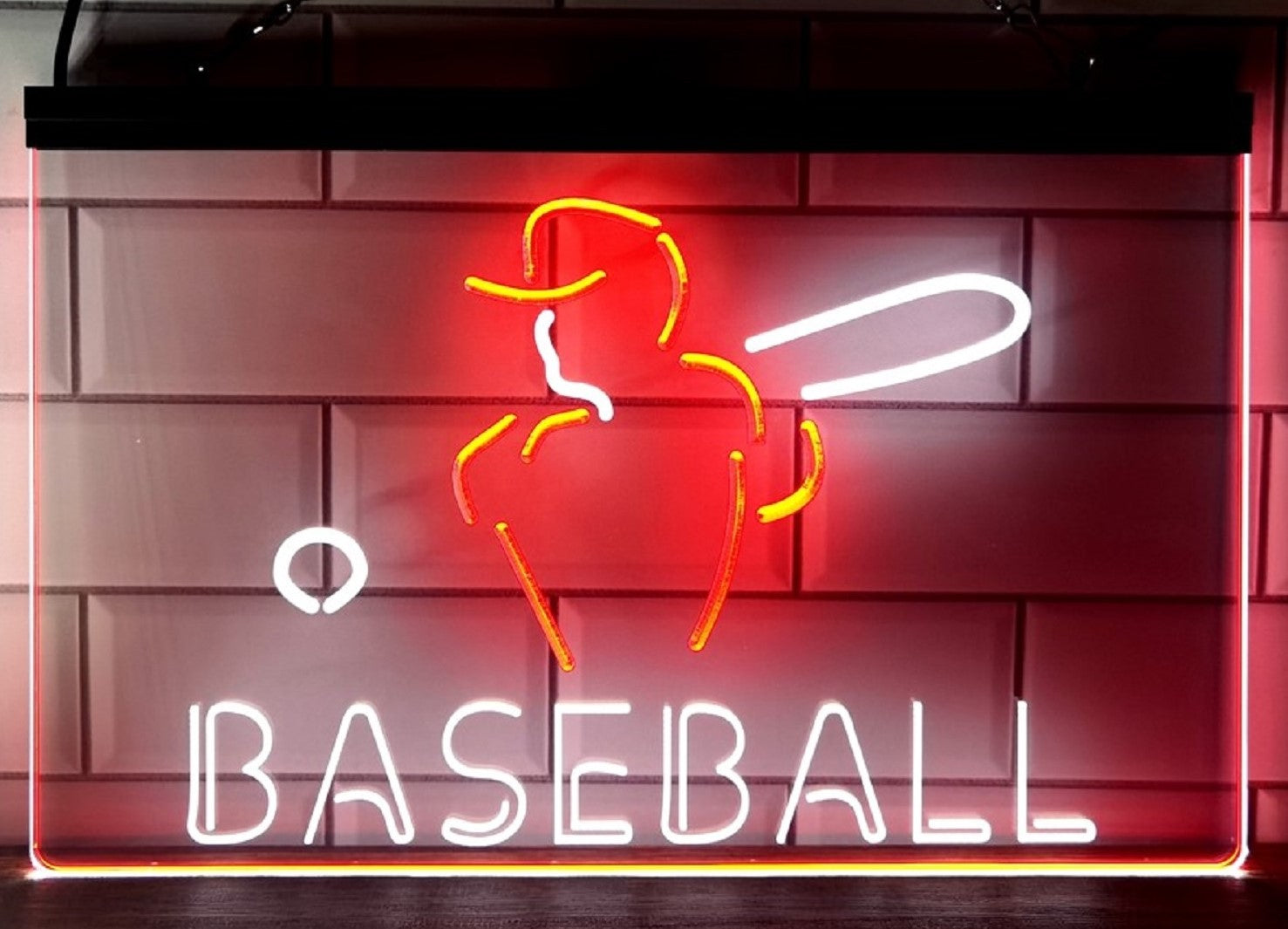 Baseball Led Neon Sign Dual Color Wall Hanging Or Desktop Decor