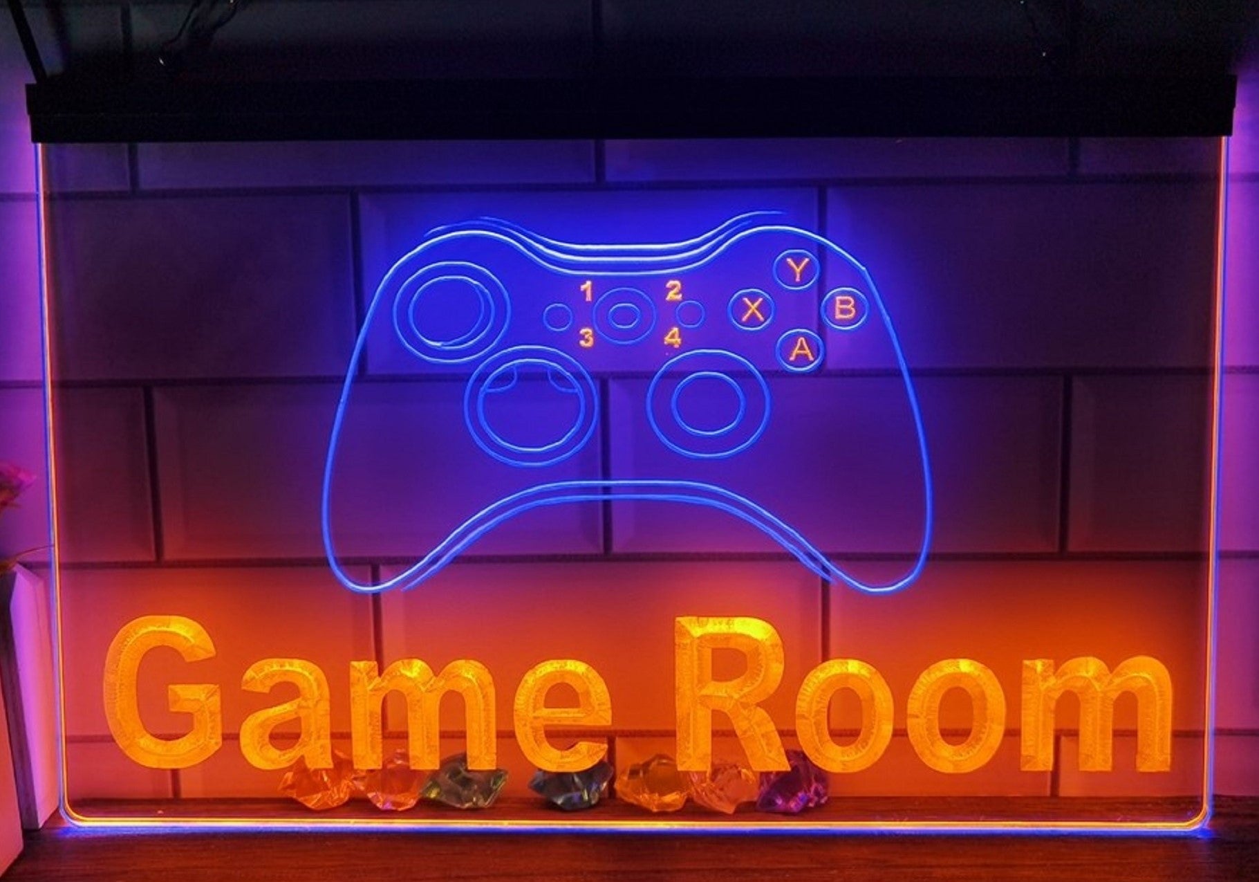 Game Room Controller Led Neon Sign Dual Color Home Game Room Arcade Game Shop Decor