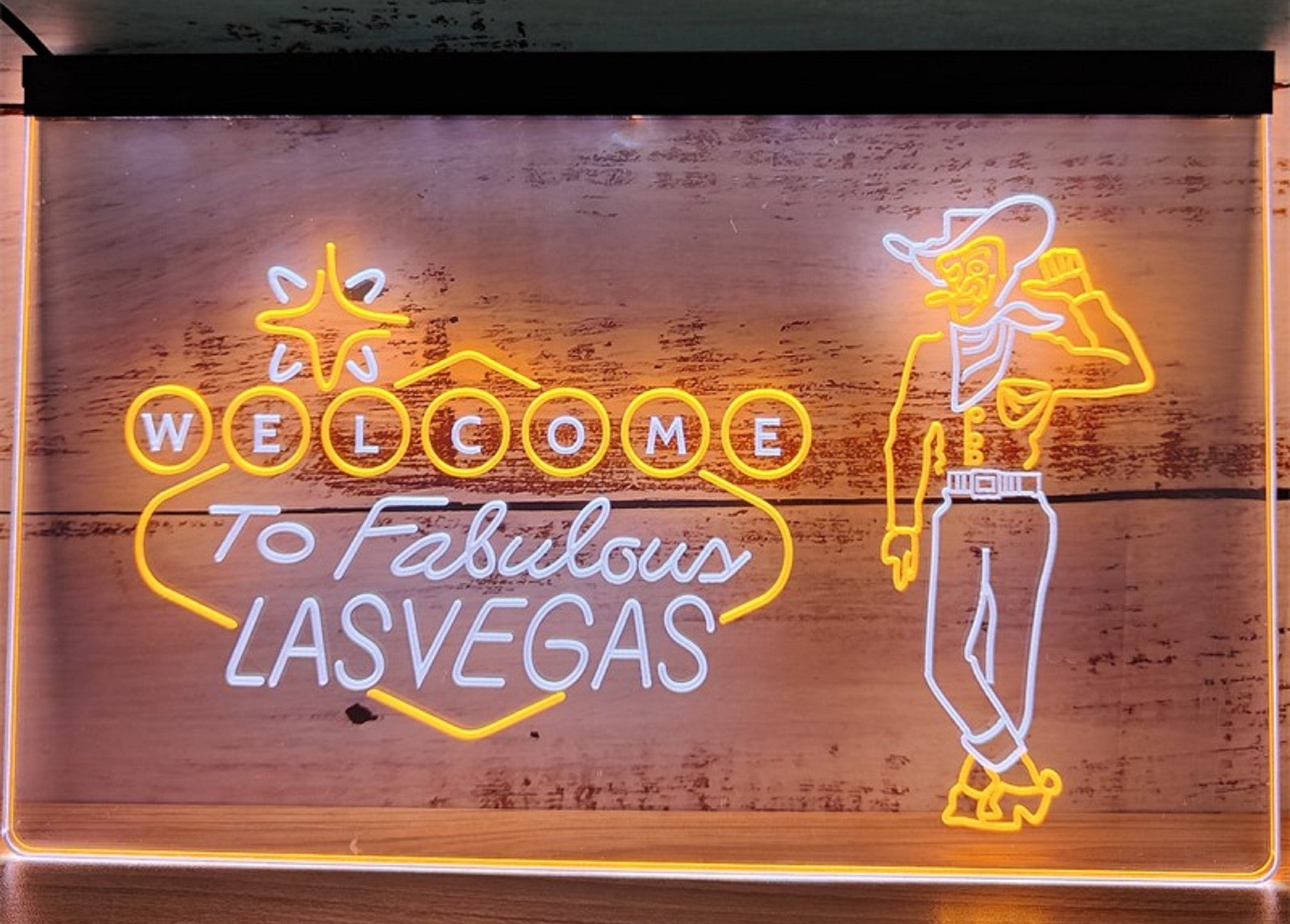 Cowboys Welcome To Fabulous Las vegas Led Neon Sign Dual Color