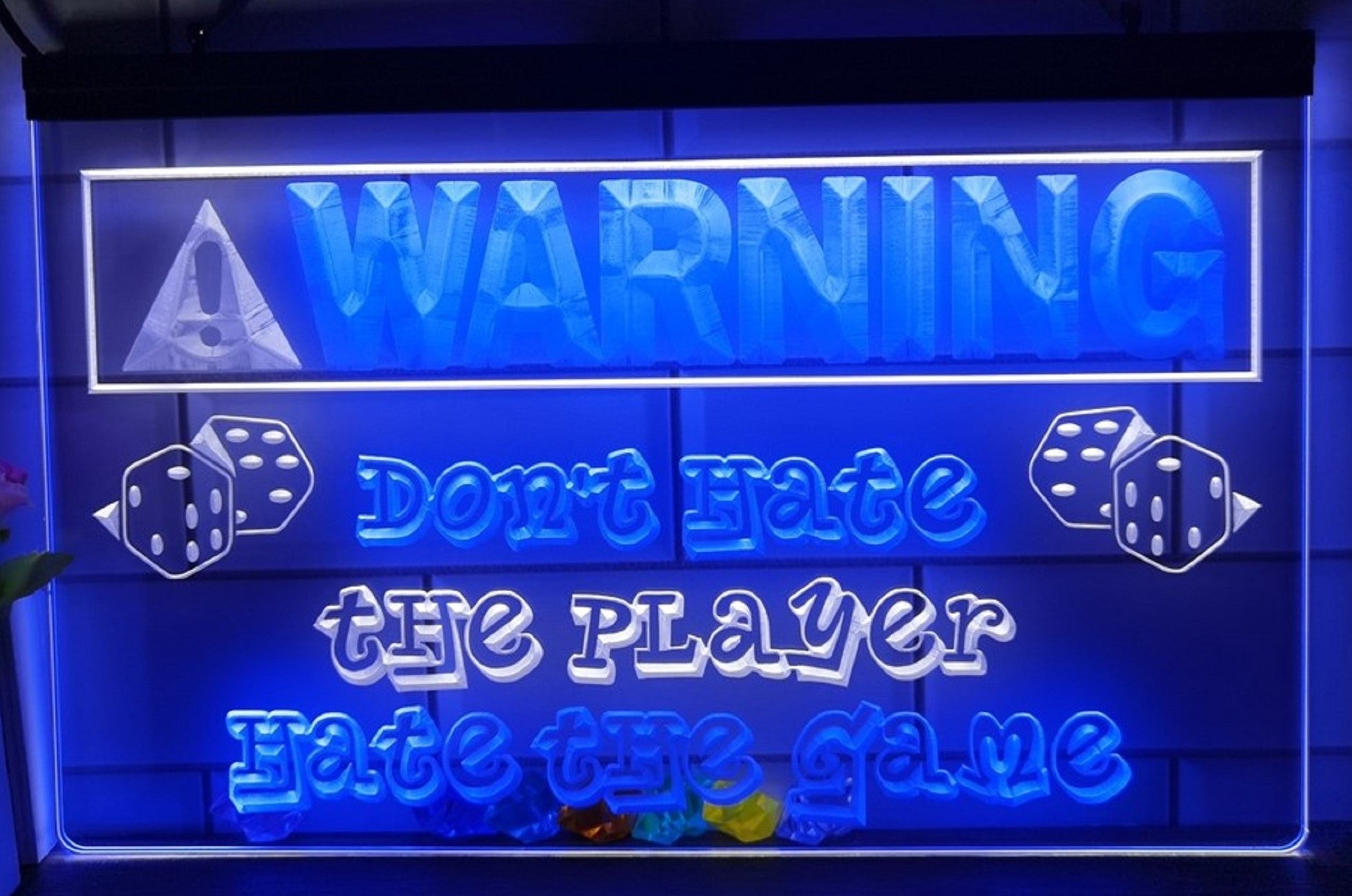 Warning Don't Hate The Player Led Neon Sign Dual Color Wall Hanging Or Desktop Decor
