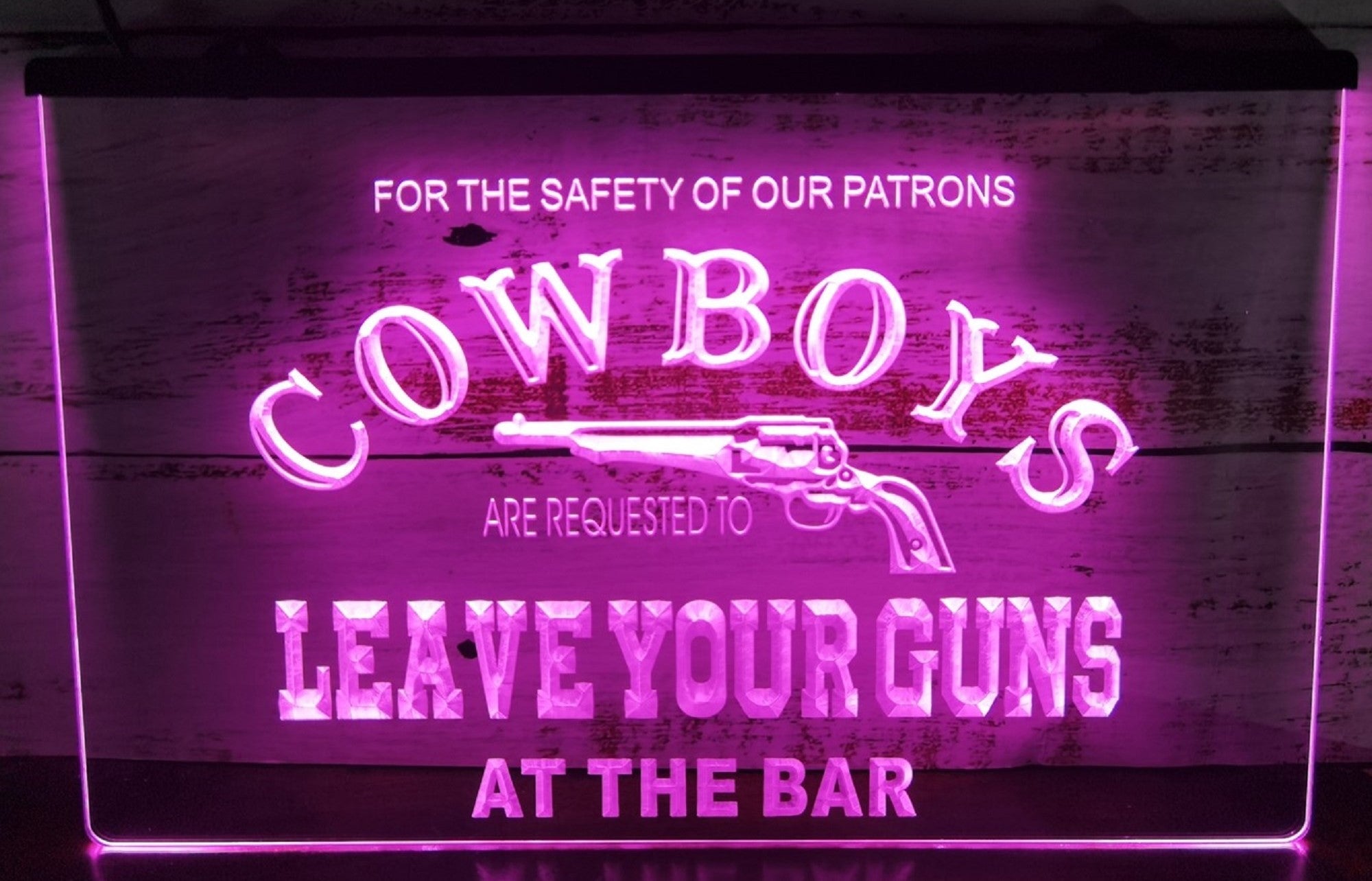 Cowboys Leave Your Guns Led Neon Sign Wall Hanging Or Desktop Decor