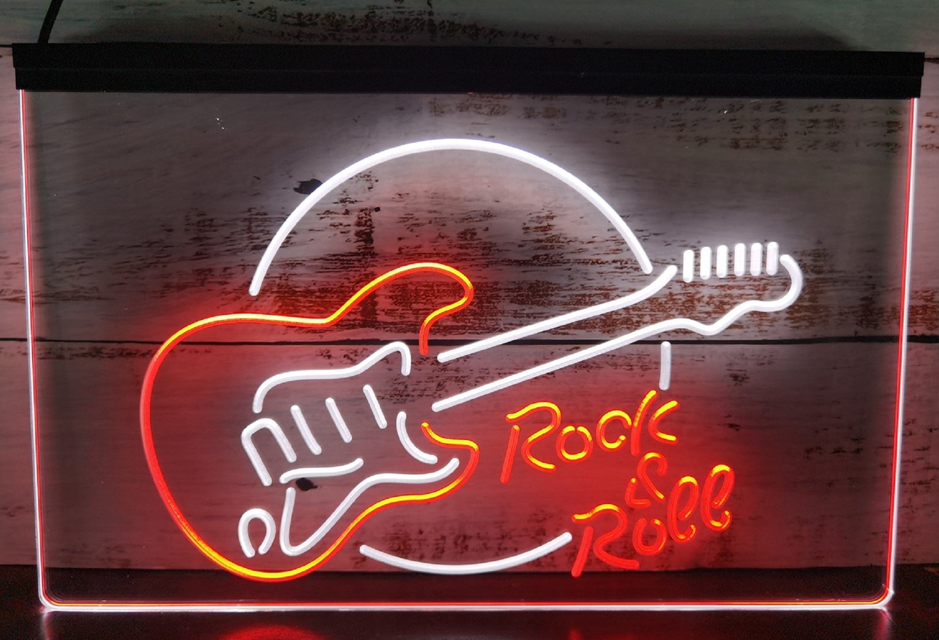 Guitar Roll & Rock Led Neon Sign Dual Color Home Music Room Recording Studio Decor