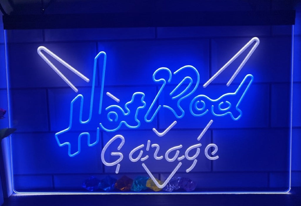 Hot Rod Garage Led Neon Sign Dual Color Home Theatre Room Movie Studio Decor