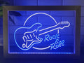 Guitar Roll & Rock Led Neon Sign Framed Home Music Room Recording Studio Decor